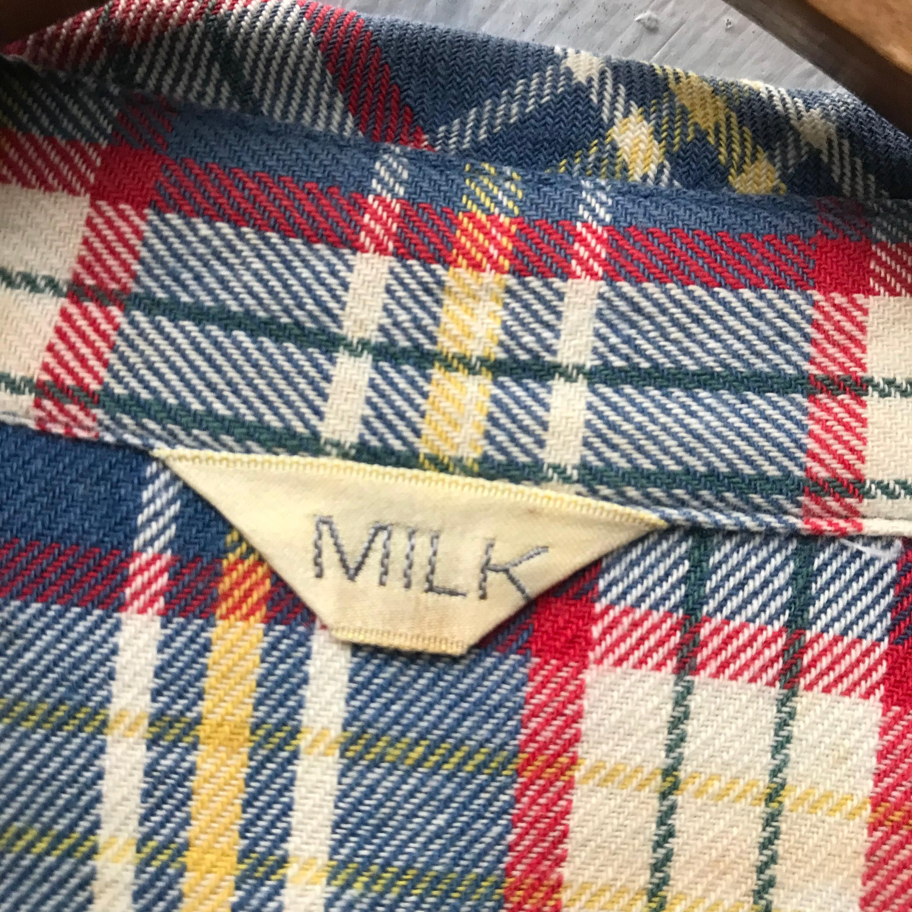 Japanese Brand Vintage 90s MILK BOY Japan Hybrid Flannel Shirt Size US S / EU 44-46 / 1 - 4 Thumbnail