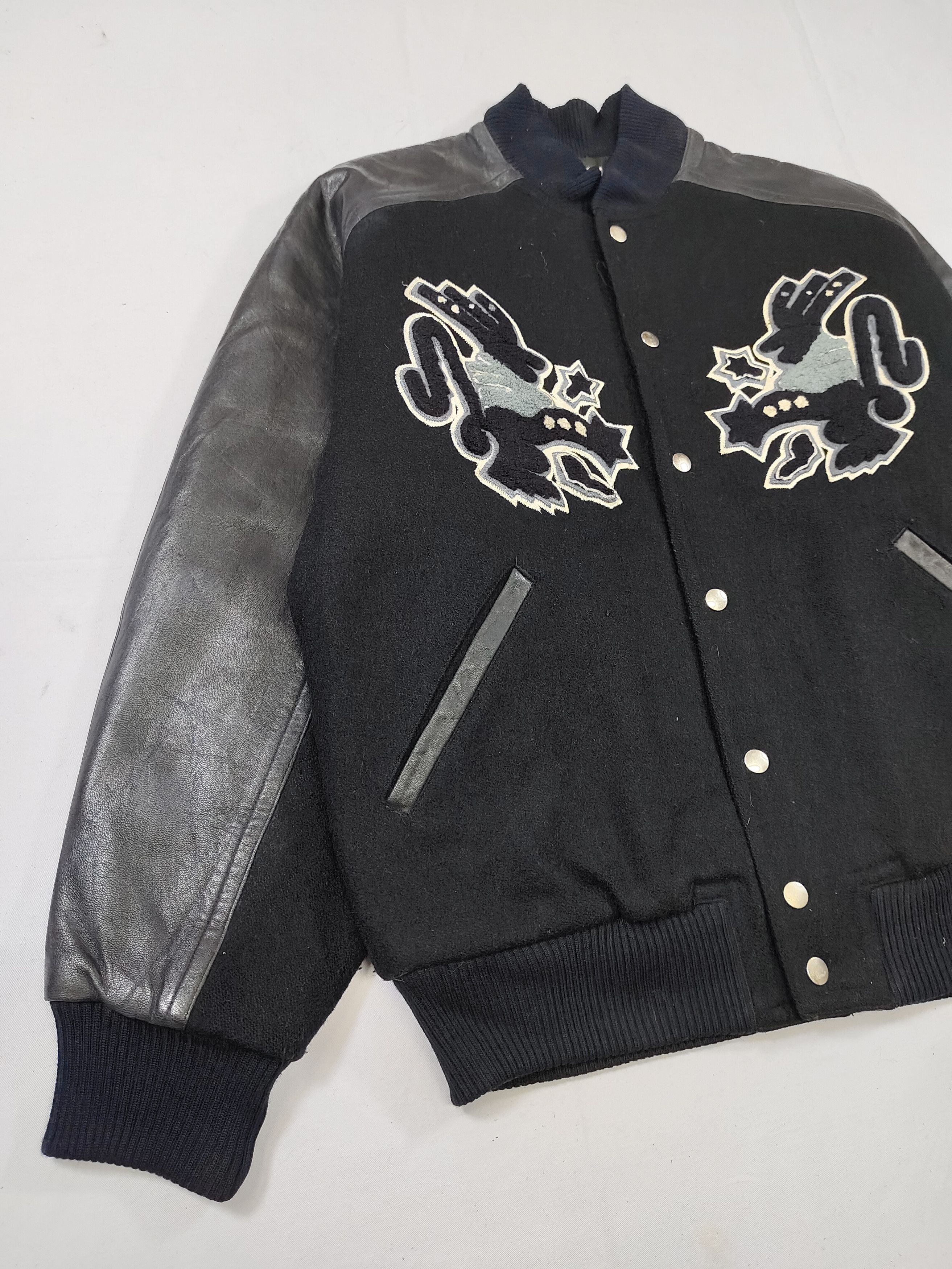 Kansai Yamamoto ARCHIVE📕80s Kansai O2 Artifact Art Wool Leather Varsity Size US M / EU 48-50 / 2 - 7 Thumbnail