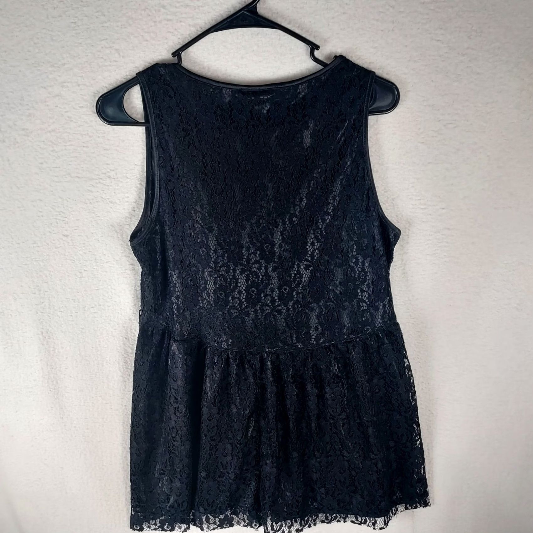 Vintage Grace & Emma Blouse Sleeveless M Black Lace Peplum Tank Top Shirt Womens Size M / US 6-8 / IT 42-44 - 2 Thumbnail