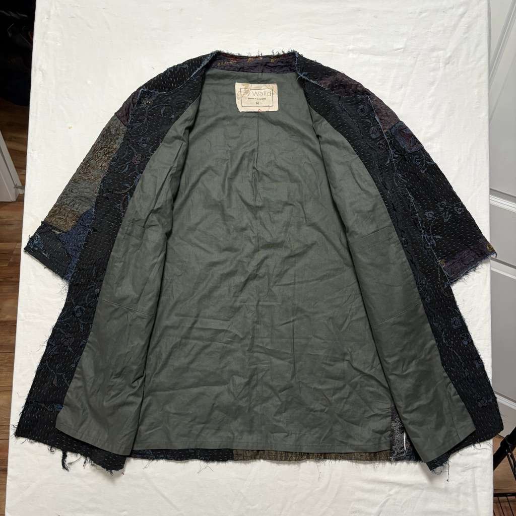 By Walid By Walid Frayed Boro Patchwork Silk Jacket Dark Blue M Size M / US 6-8 / IT 42-44 - 3 Thumbnail