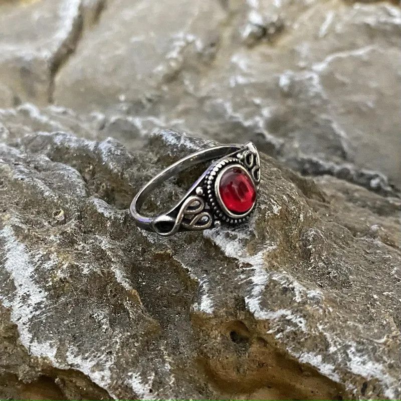 Jewelry × Vintage Oval Red Stone Vintage Ring Size ONE SIZE - 4 Thumbnail