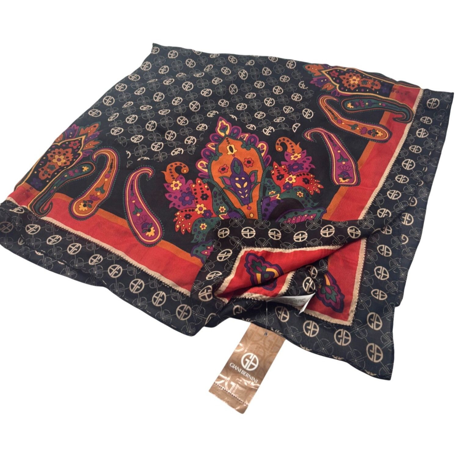 Giani Bernini Giani Bernini Logo Paisley Border Printed Scarf, Black-multi Size ONE SIZE - 5 Thumbnail