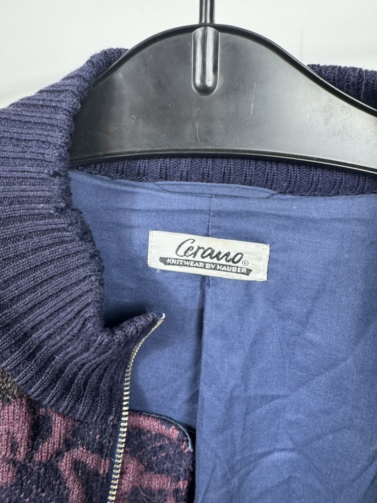 Other Vintage Abstract Pattern Knit Bomber Jacket Wool Blend 50 Size US XL / EU 56 / 4 - 11 Thumbnail