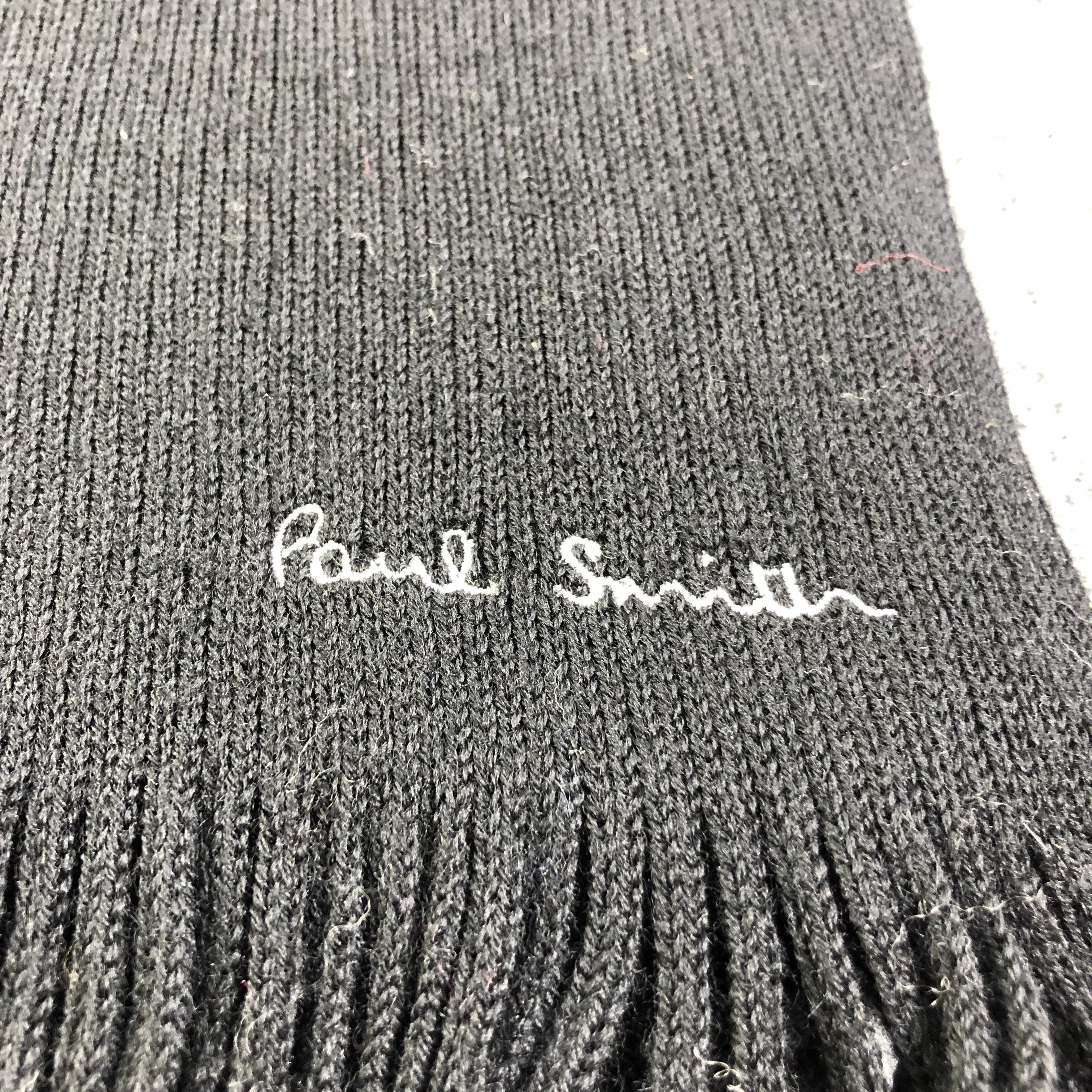 Paul Smith Paul Smith Plain Black Knit Wool Scarf Muffler V1342 Size ONE SIZE - 4 Thumbnail