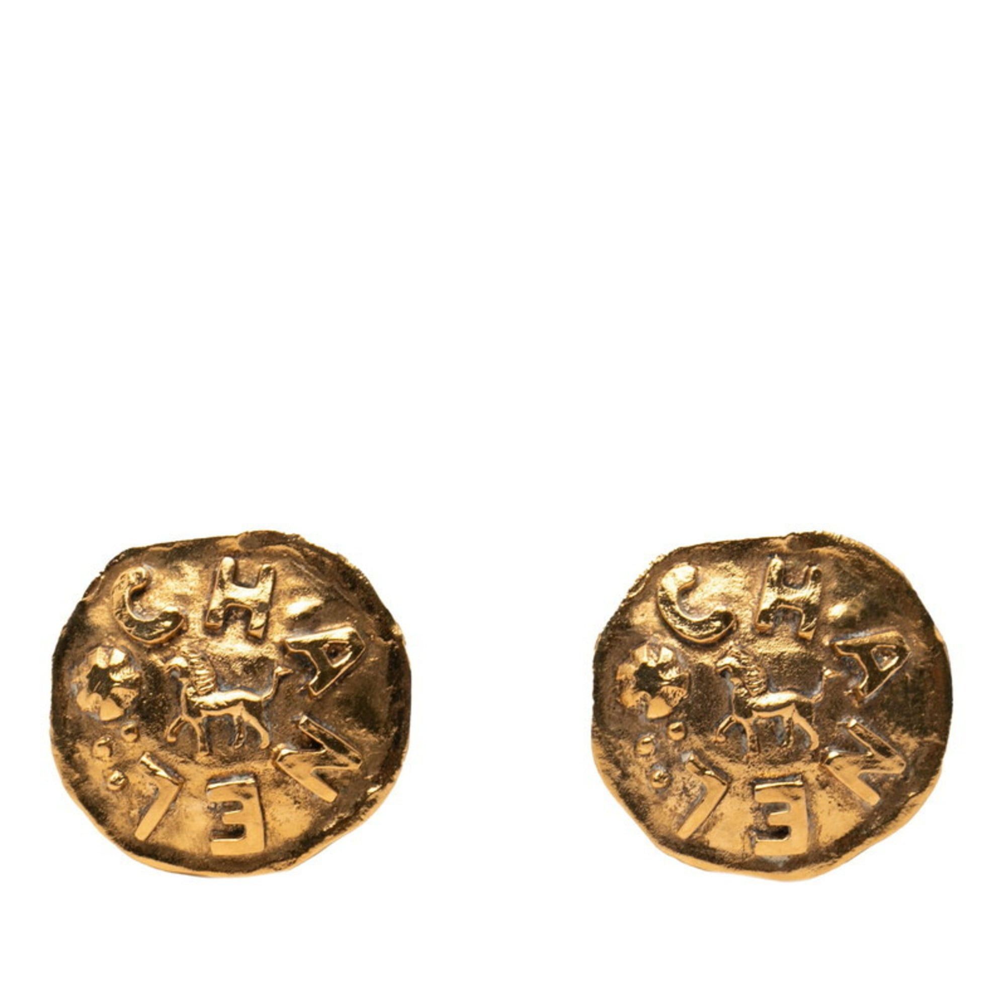 Chanel CHANEL Logo Lion Vintage Earrings, Gold Plated, Women's Size ONE SIZE - 1 Thumbnail