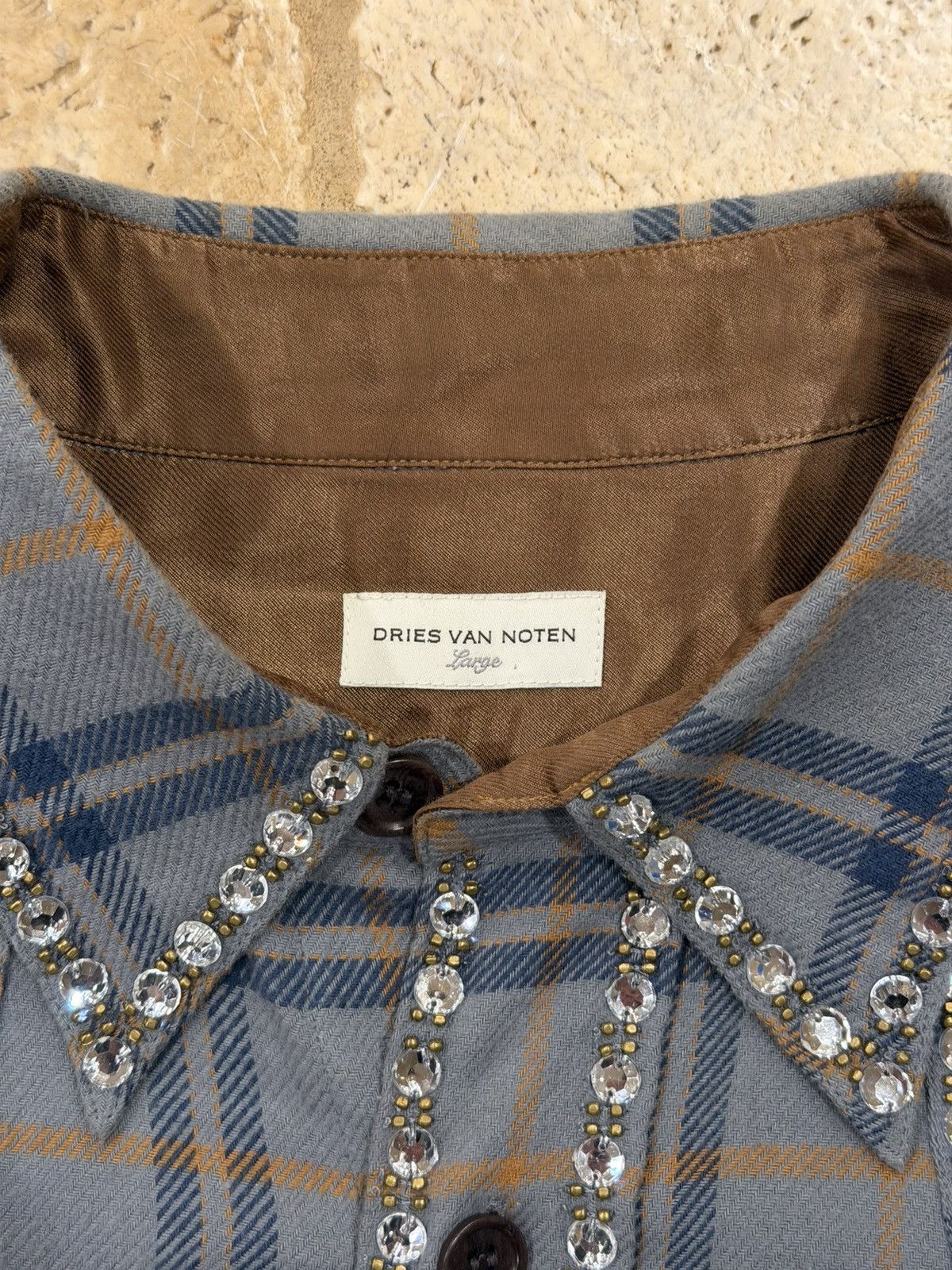 Dries Van Noten Dries Van Noten Carwick Embellsihed Crystals Plaid Shirt Size US L / EU 52-54 / 3 - 11 Thumbnail