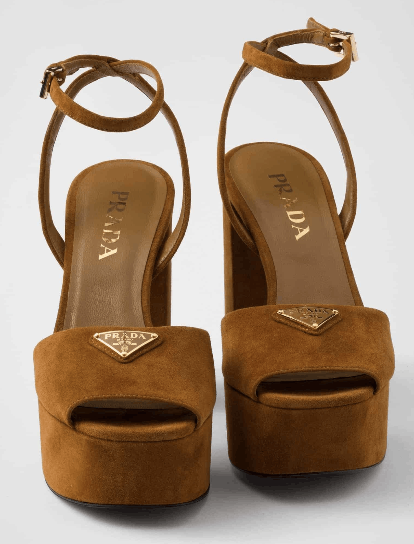 Prada Prada 115 Cognac Suede Platform Sandal Block Heel Pump 38.5 Size US 8.5 / IT 38.5 - 12 Thumbnail