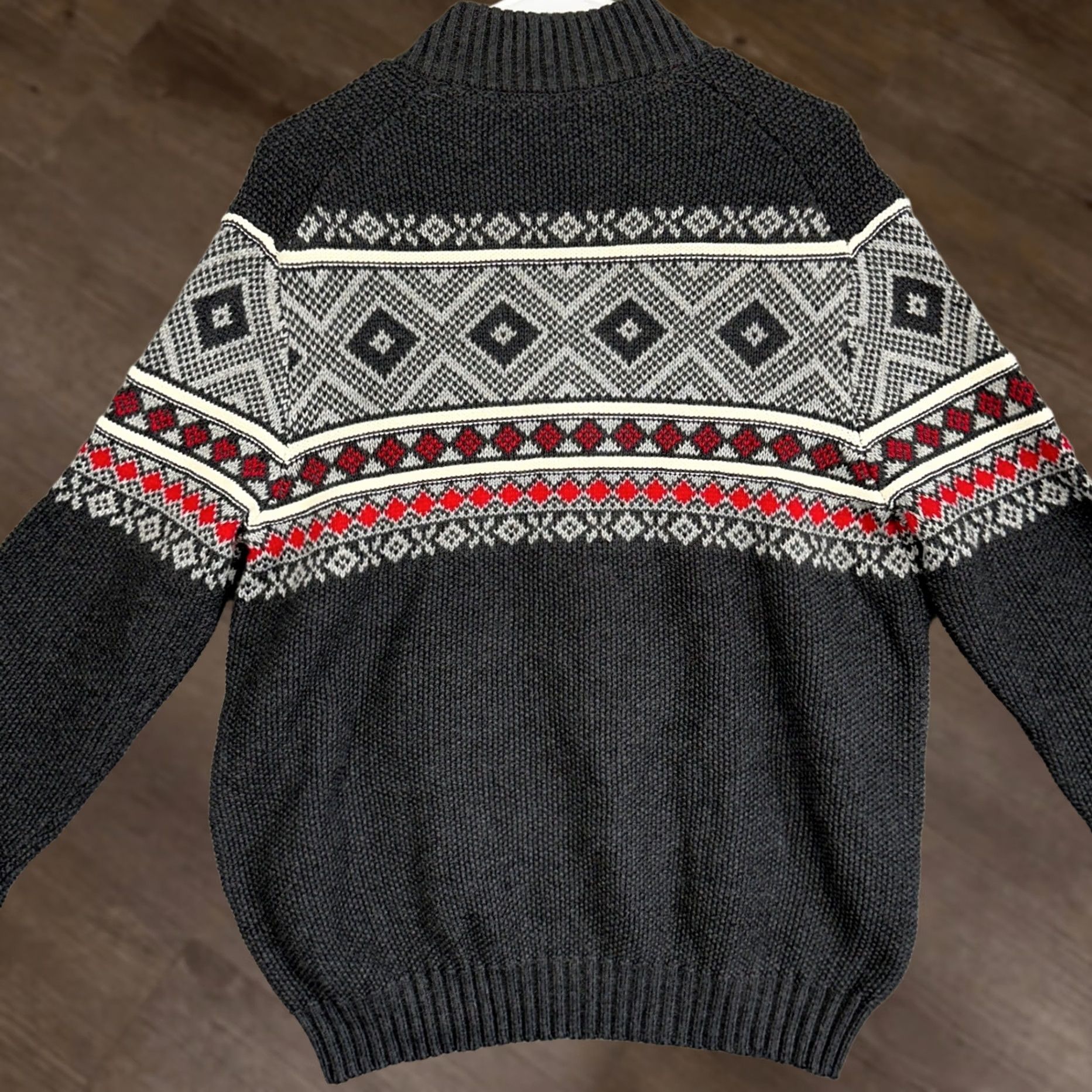 Izod IZOD Sweater Men M Gray Fair Isle 1/4 Zip Mock Neck Pullover Long Sleeve Knit Size US M / EU 48-50 / 2 - 1 Thumbnail
