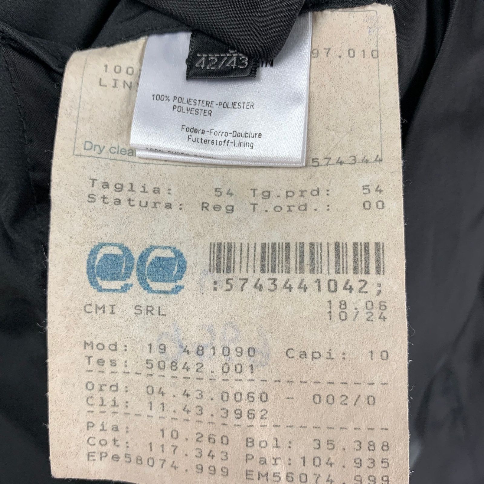 Calvin Klein Size 44 Black Quilted Polyester Sport Coat Size 44R - 7 Thumbnail