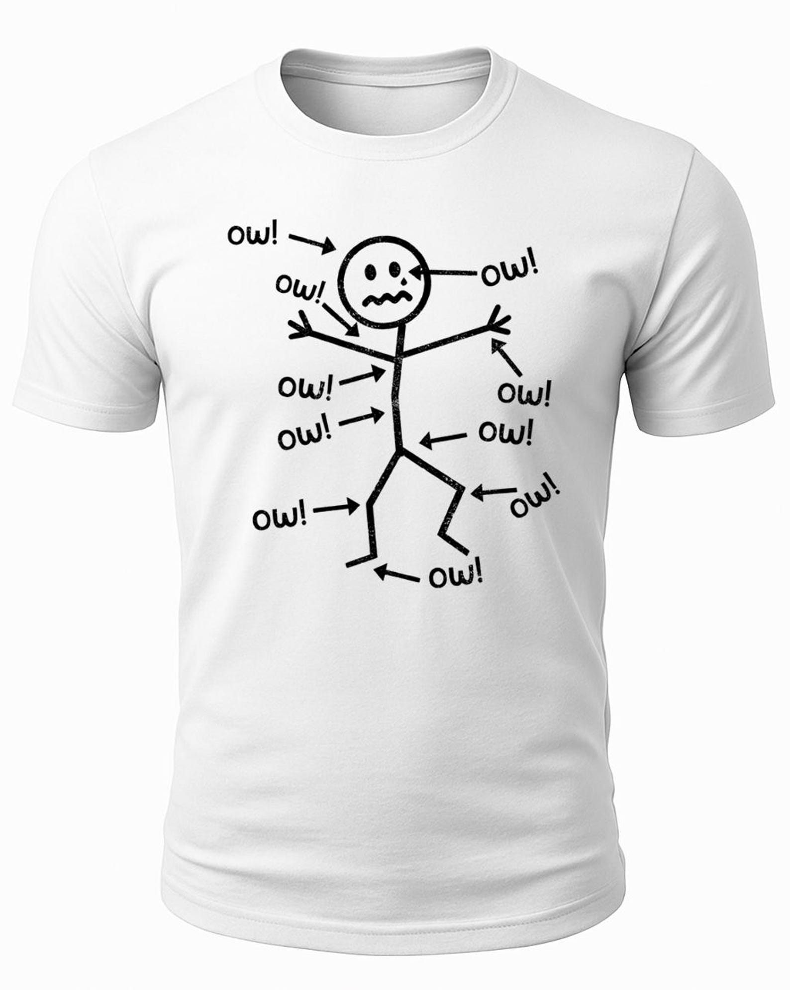 Other Funny Stick Figure “Ow” T-Shirt Size US L / EU 52-54 / 3 - 3 Thumbnail