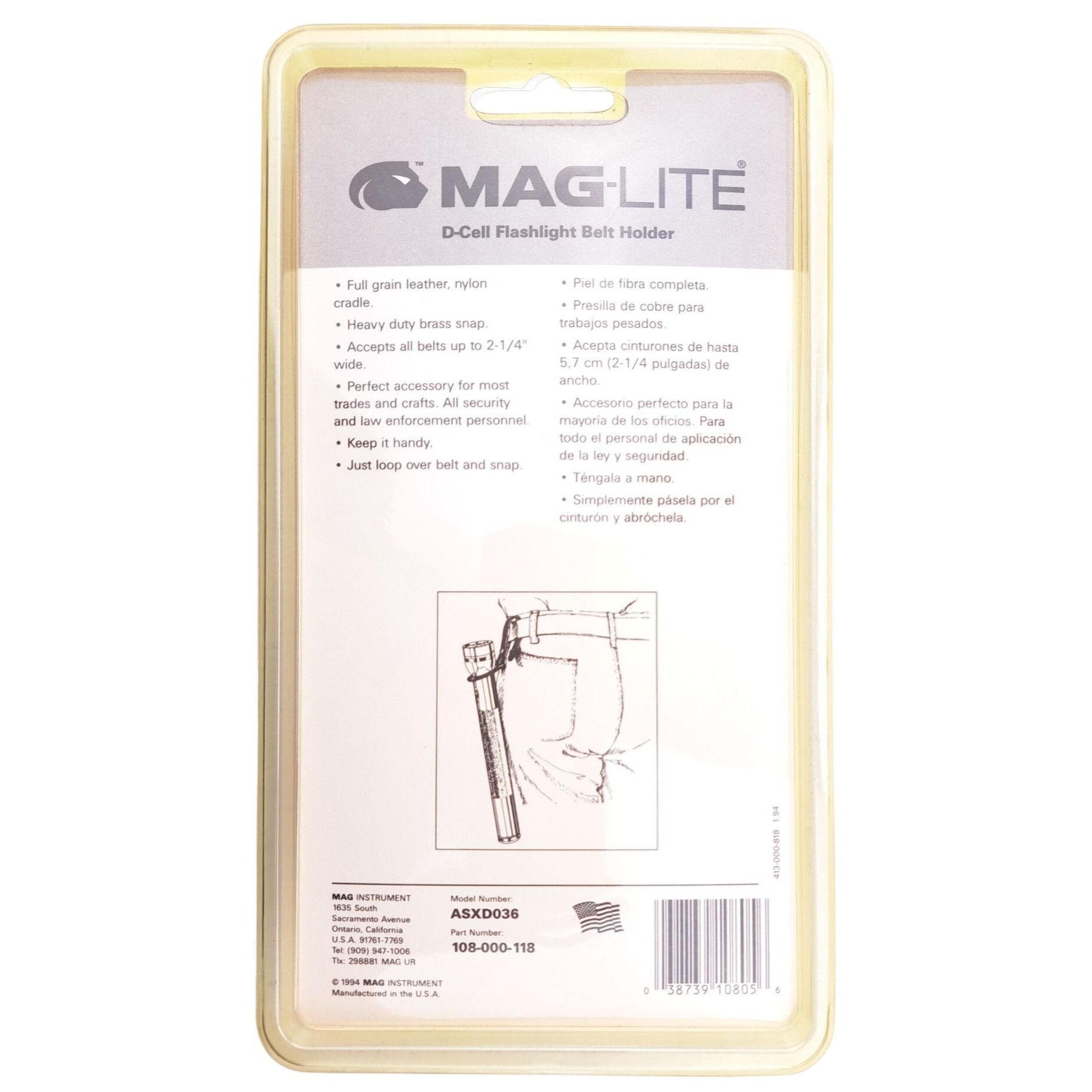Other Vintage Mag-Lite D-Cell Flashlight Belt Holder Leather Loop Size ONE SIZE - 2 Thumbnail