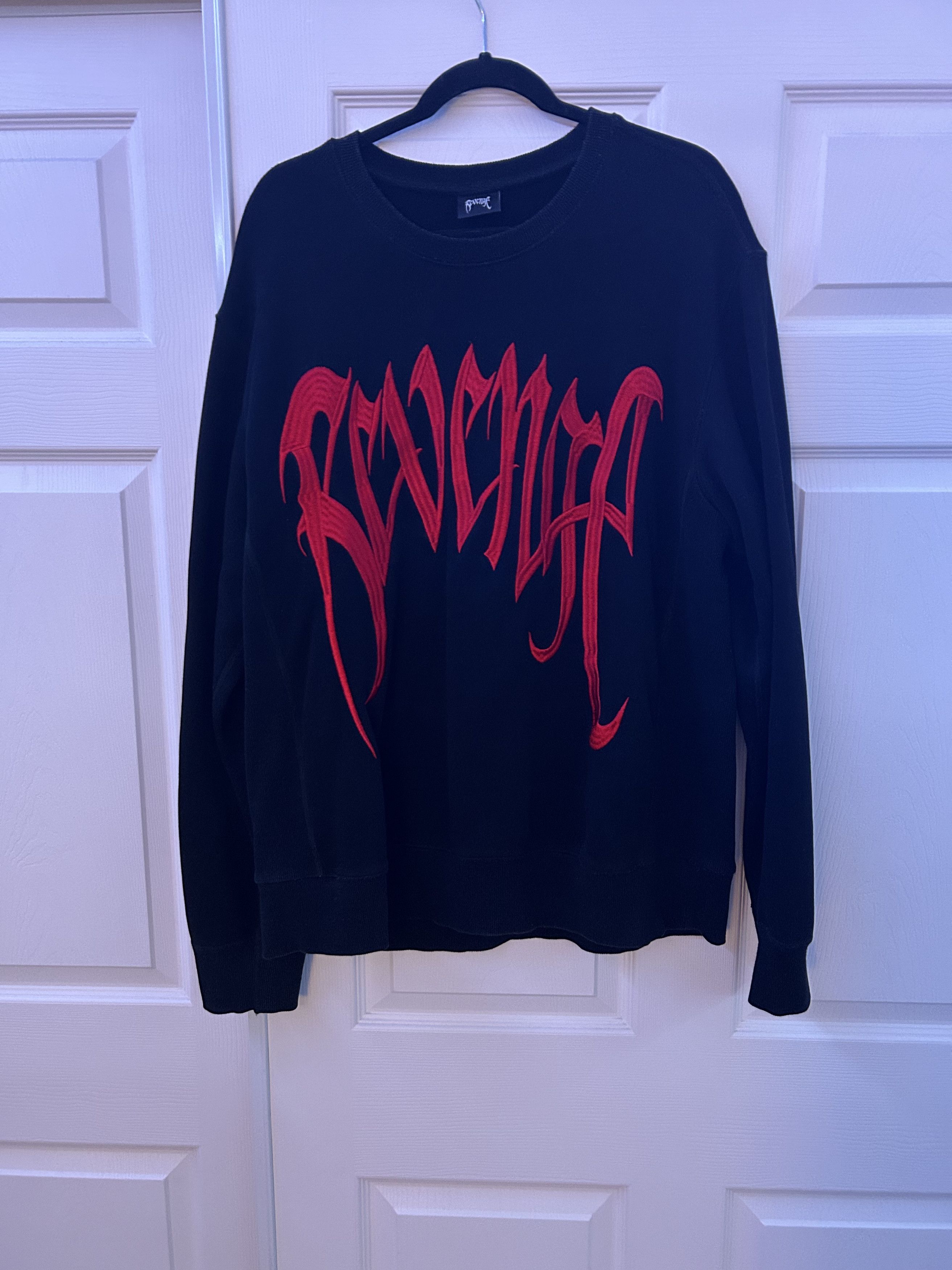 Revenge Embroidered Revenge “LOGO” Crewneck Black/Red (Size Large) Size US L / EU 52-54 / 3 - 1 Thumbnail