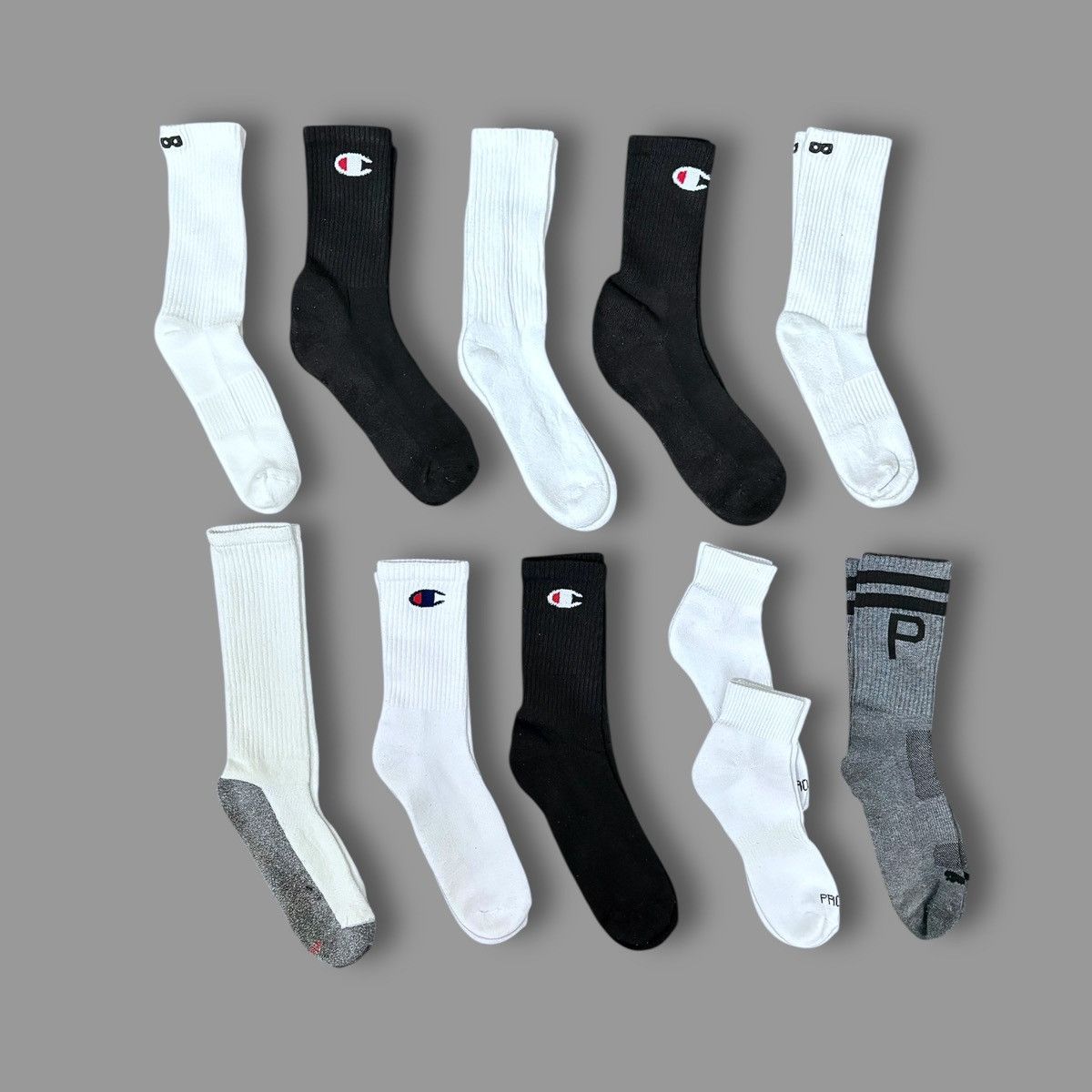 Champion Mixed Bundle of 11 Pairs of Mens Black White Socks Sz 6-9 Size ONE SIZE - 3 Thumbnail