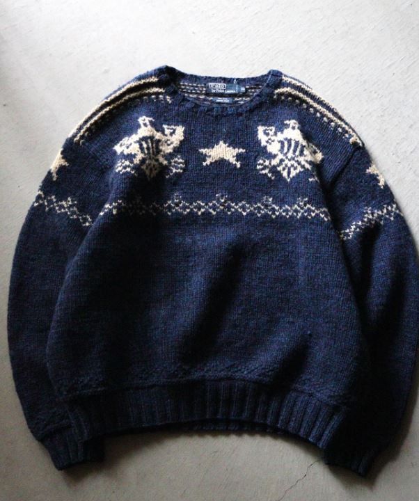 Polo Ralph Lauren Vintage Polo Ralph Lauren Eagle Shield Knit Star Sweater XL Size US XL / EU 56 / 4 - 3 Thumbnail