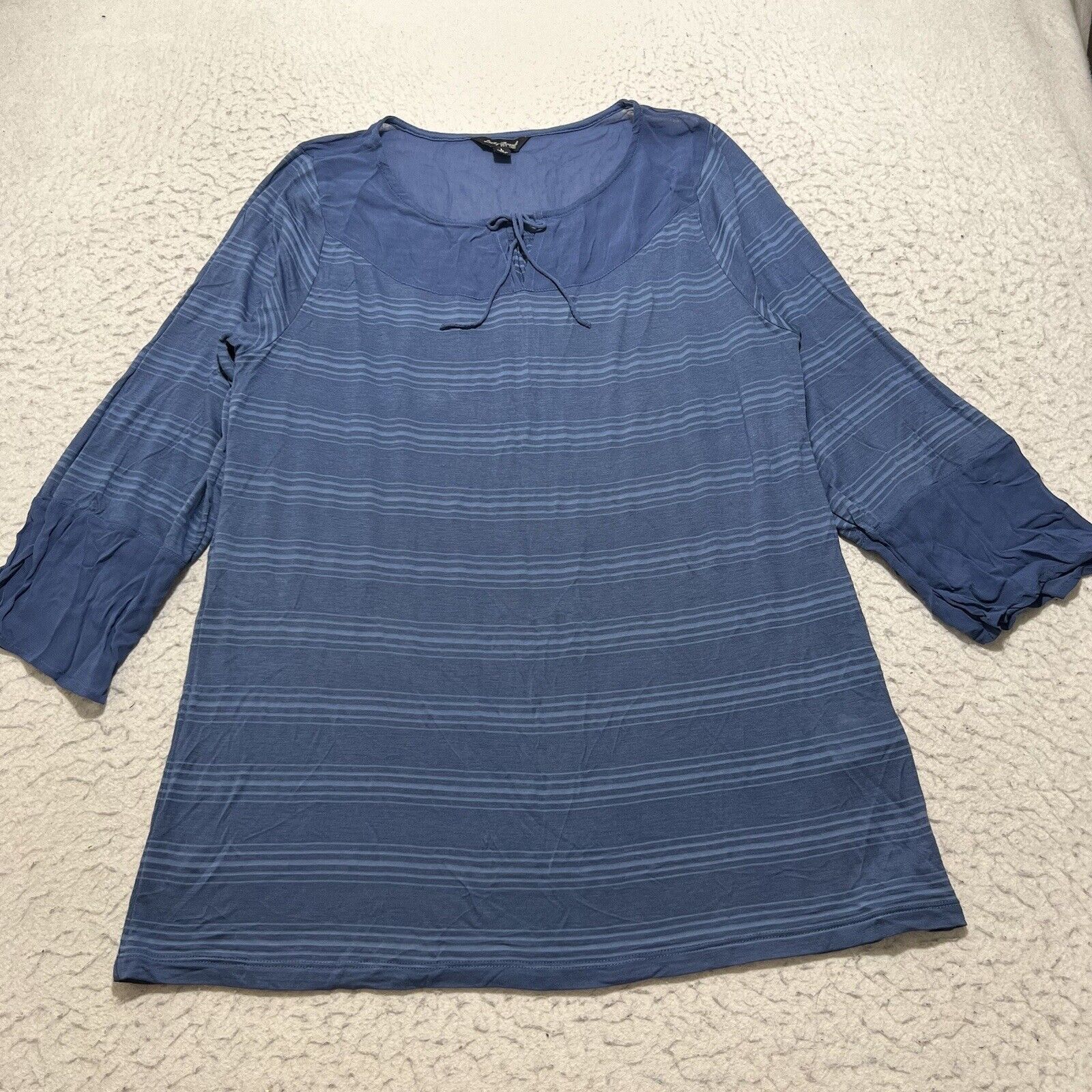 Lucky Brand Lucky Brand Large 3/4 Sleeve Crewneck Striped Navy Top Size M / US 6-8 / IT 42-44 - 1 Thumbnail
