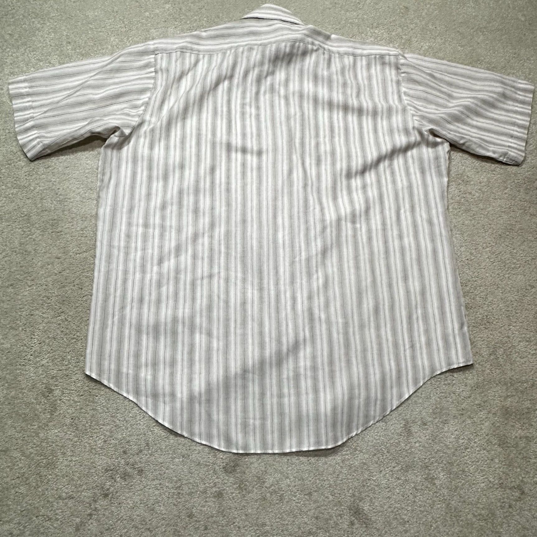 Vintage VINTAGE Mervyns Button Up Shirt Mens 16 1/2 Large Beige Striped Shirt L Beige 1980s Mens Size US L / EU 52-54 / 3 - 2 Thumbnail