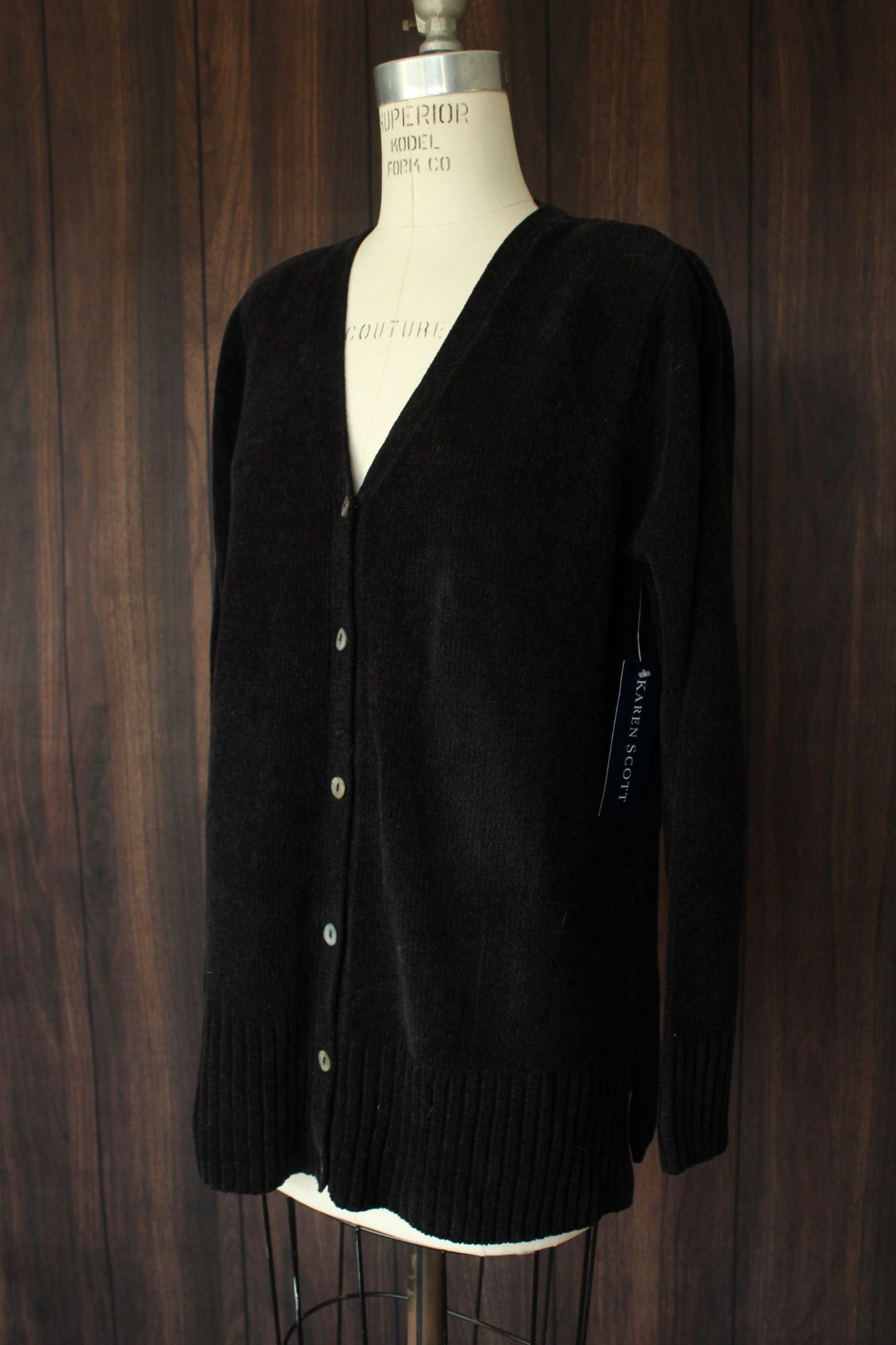 Vintage Vintage 1990s 2000s Sweater, NWT Karen Scott Black Chenille Size S / US 4 / IT 40 - 8 Thumbnail
