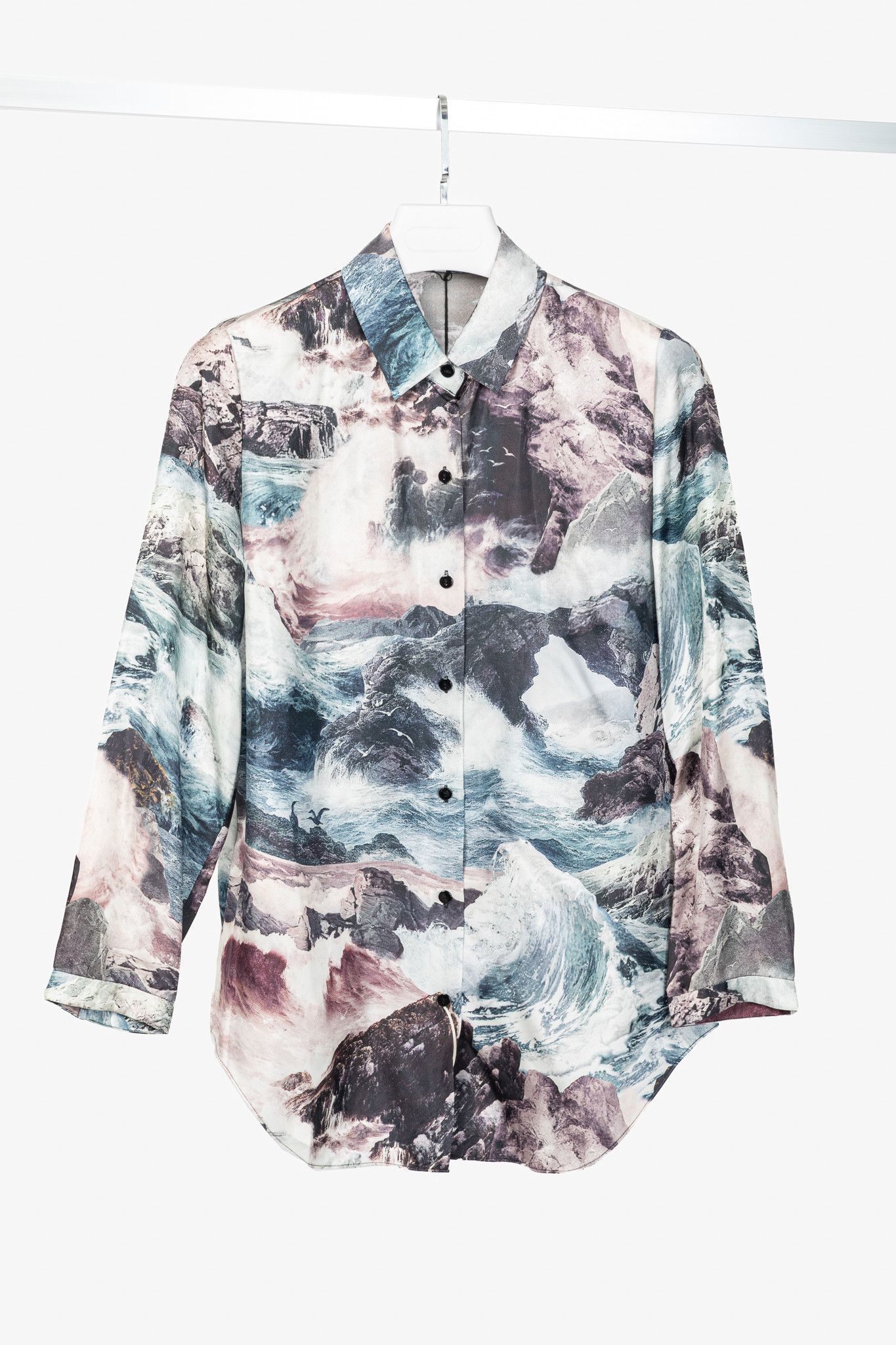 Carven Carven PF14 Multicolore Silk-Twill Sea-Print Buttoned Shirt Size XL / US 12-14 / IT 48-50 - 1 Thumbnail