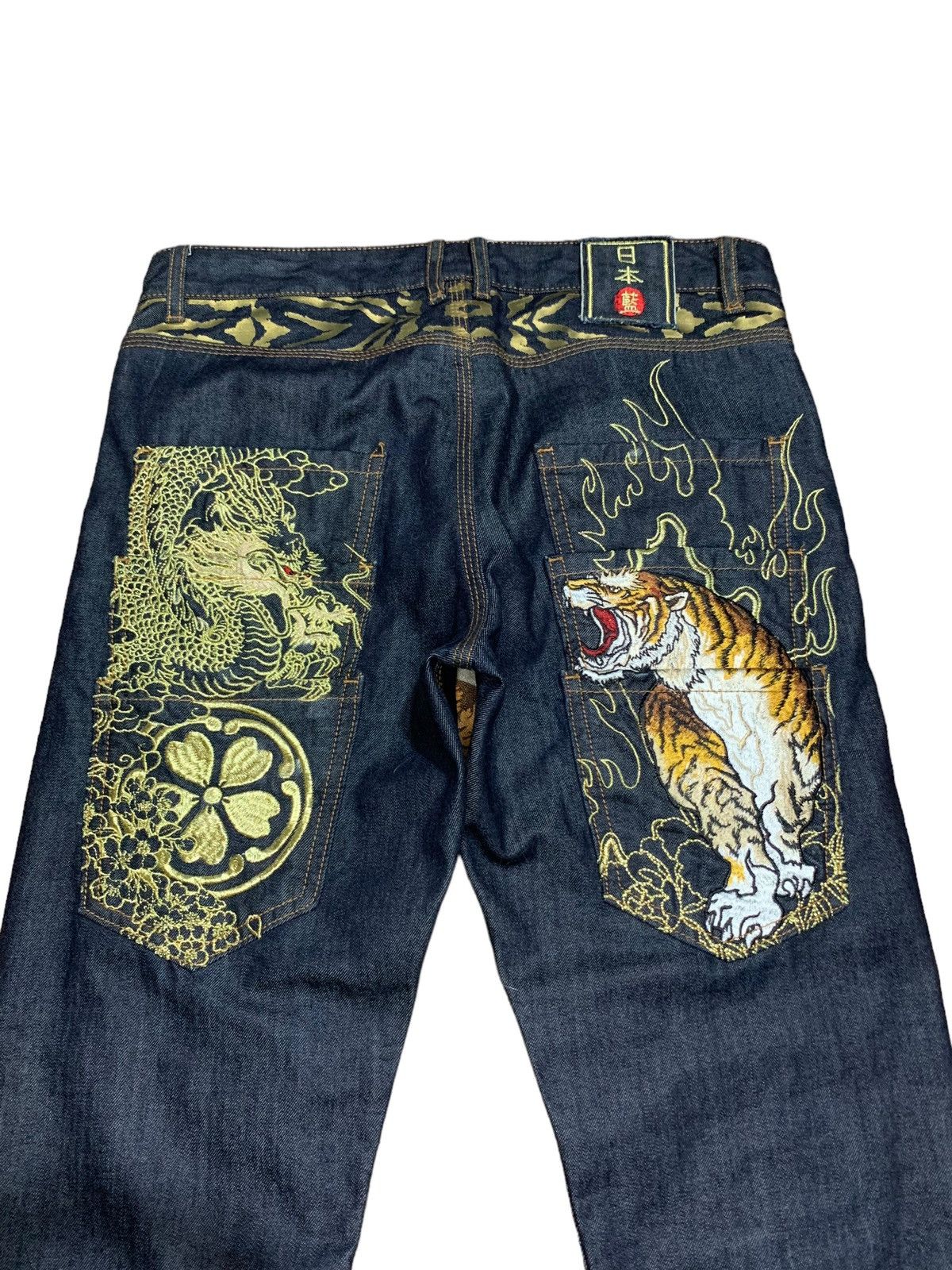 Japanese Brand Nipponblue Oniarai dragon vs tiger multipocket sukajan jeans Size US 32 / EU 48 - 3 Thumbnail