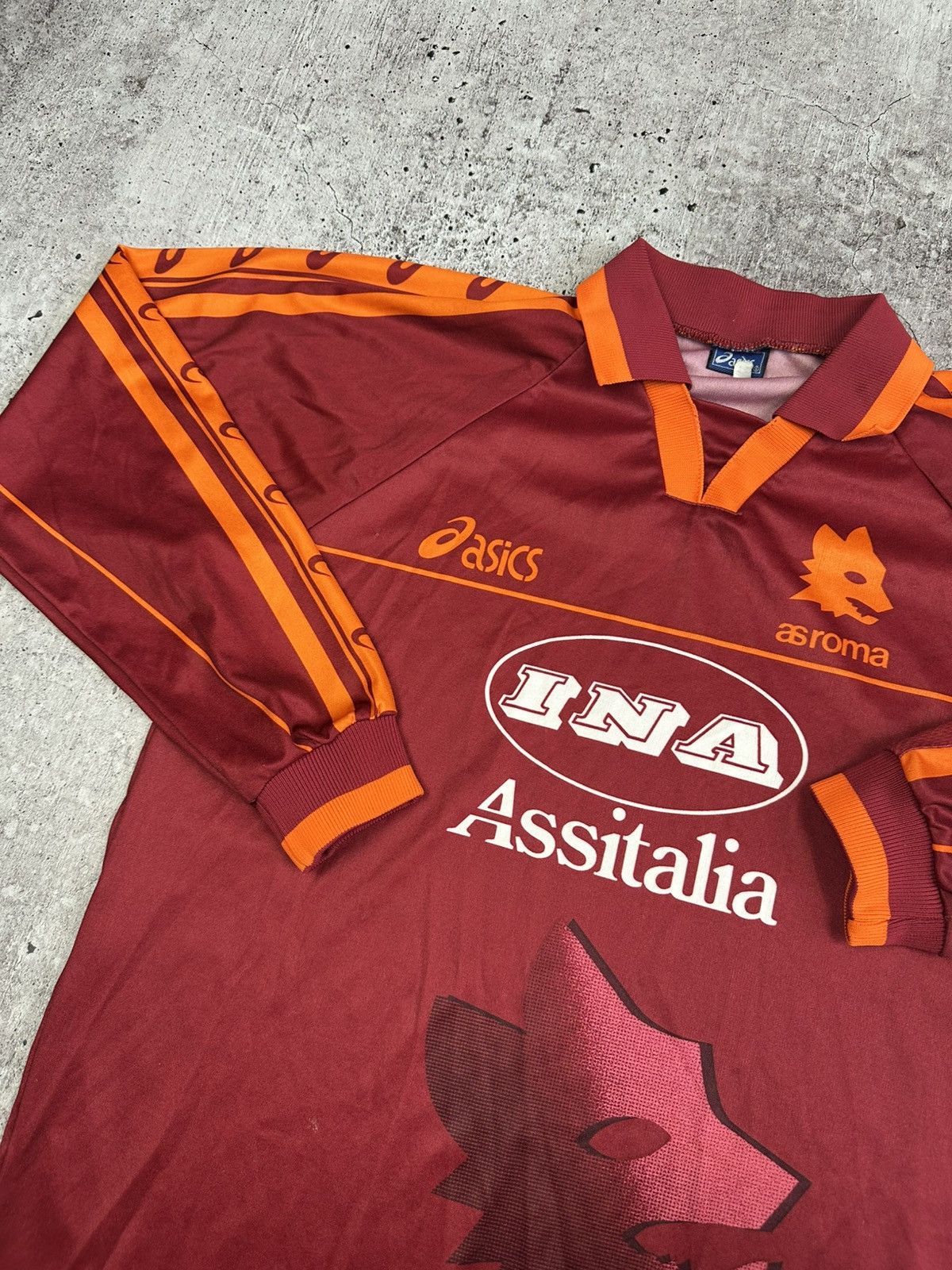 1995/96 Asics AS Roma Vintage Long Sleeve Soccer Jersey