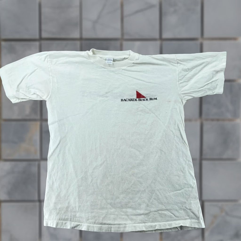 Vintage VINTAGE Bacardi Black Rum Tee Shirt Mens M White Graphic Print Short Sleeve Crew Neck Shirt Mens White 90s Outdoor Size US M / EU 48-50 / 2 - 1 Thumbnail