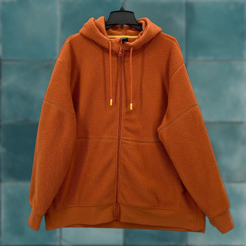 Bonobos Bonobos Fielder Fleece Full Zip Hooded Jacket Mens 2XL Burnt Orange Drawstring Size US XXL / EU 58 / 5 - 1 Thumbnail