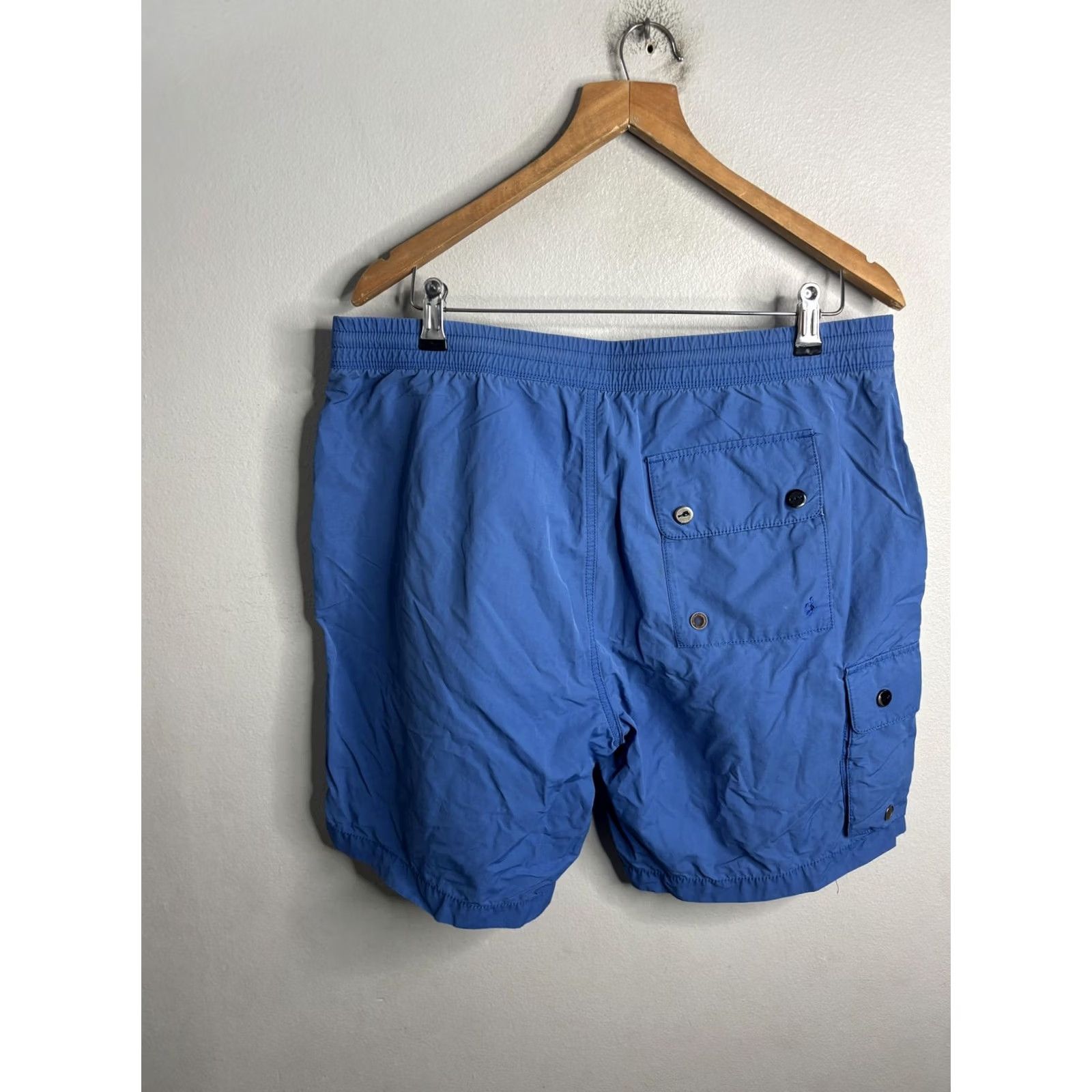 RLX Ralph Lauren RLX Ralph Lauren Mens Large Blue Swim Shorts Elastic Waist Cargo Pockets Trunks Size US 33 - 3 Thumbnail
