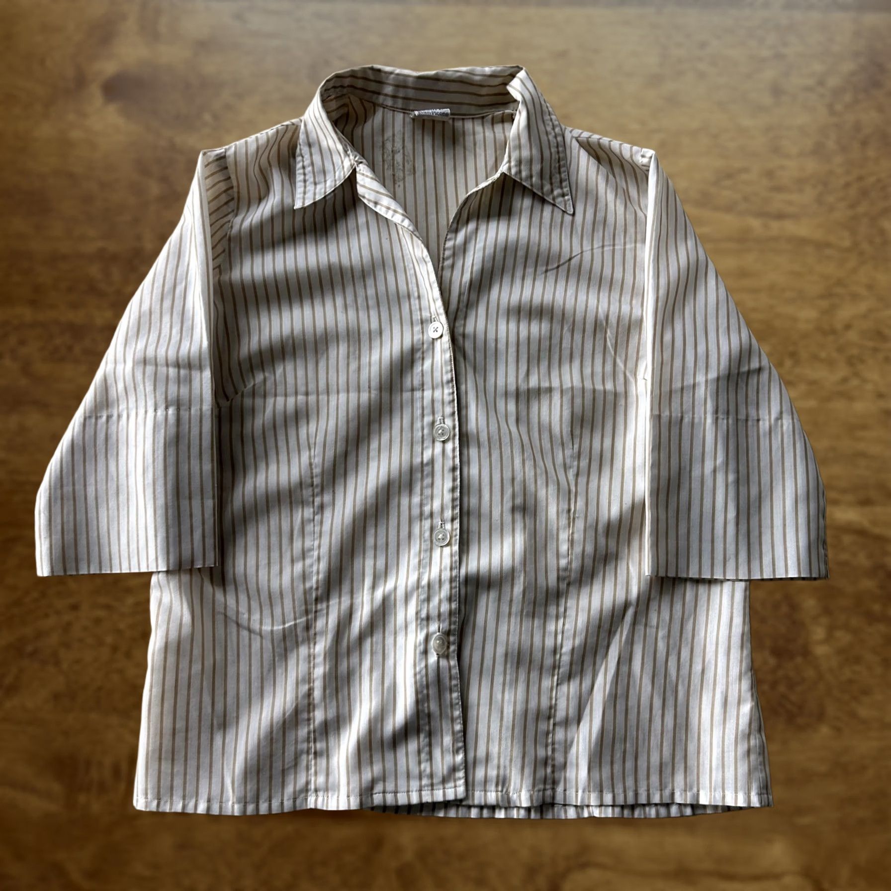 Evan Picone Evan Picone Button-Up Shirt Womens Medium White Stripe 3/4 Sleeve Top Blouse Size M / US 6-8 / IT 42-44 - 1 Thumbnail