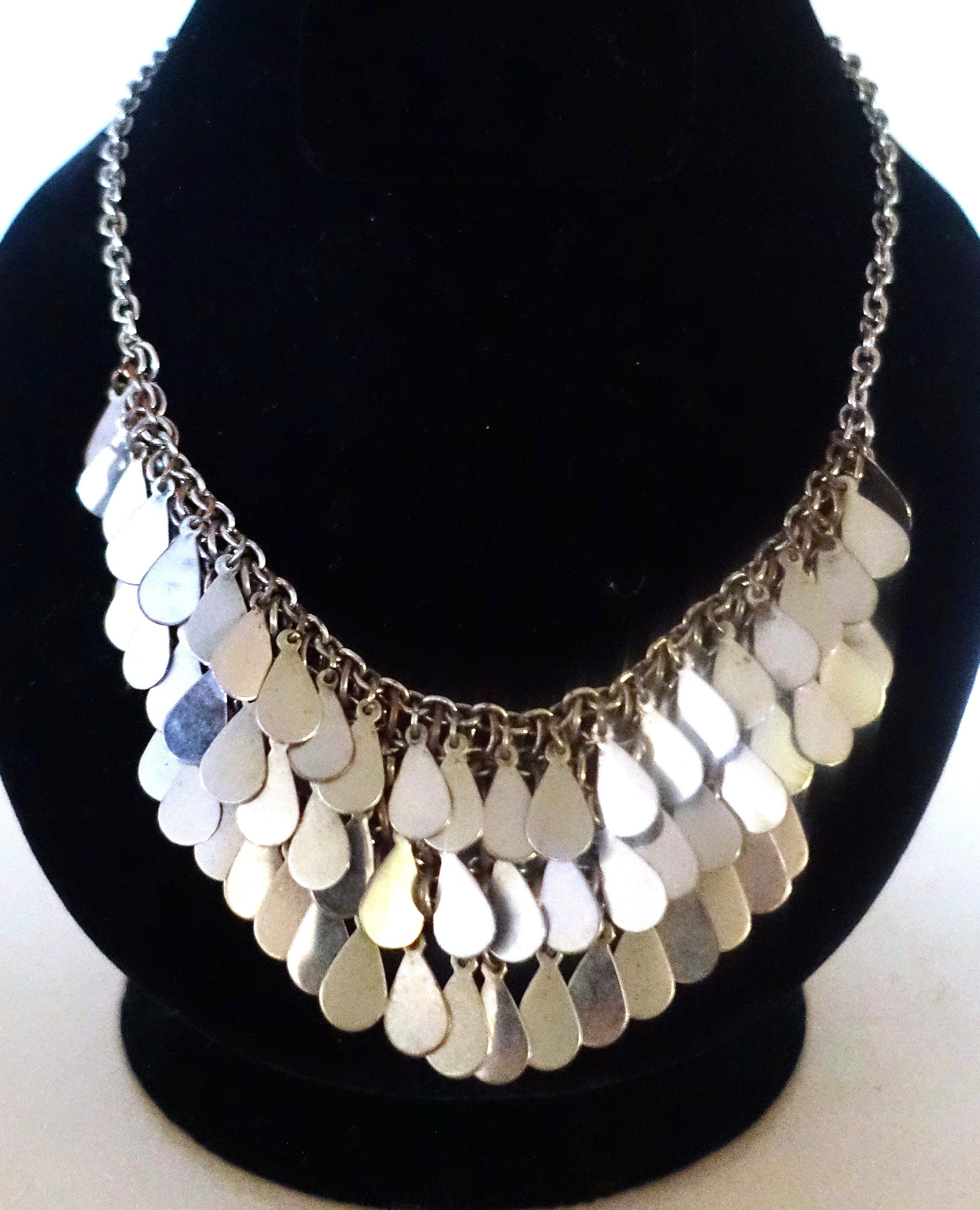 Vintage Silver Tone Boho Chain Dangle Choker Necklace Size ONE SIZE - 1 Thumbnail
