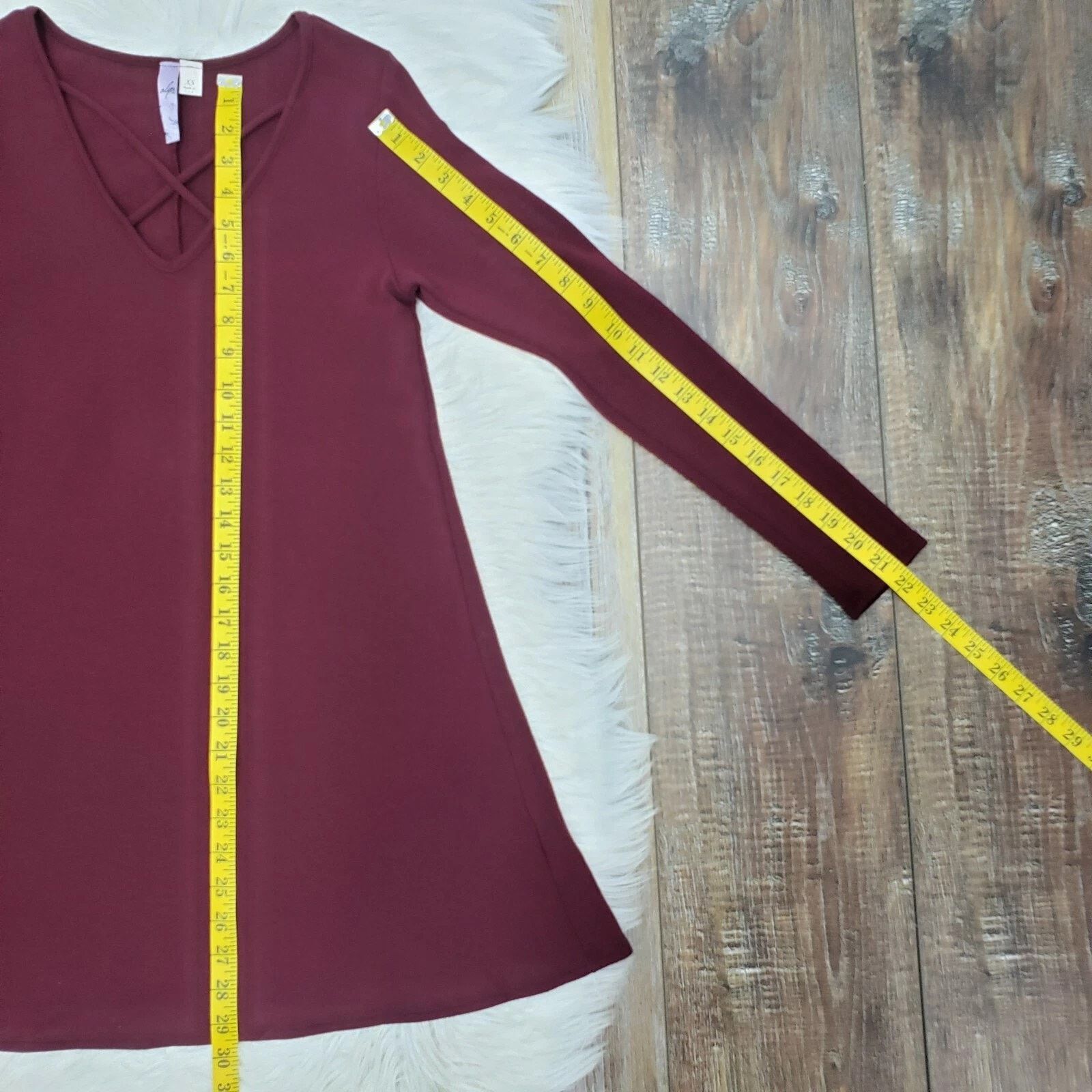 Other Alya Dress Made in USA Burgundy XS Cut out Crisscross V-Neck Size XS / US 0-2 / IT 36-38 - 10 Thumbnail