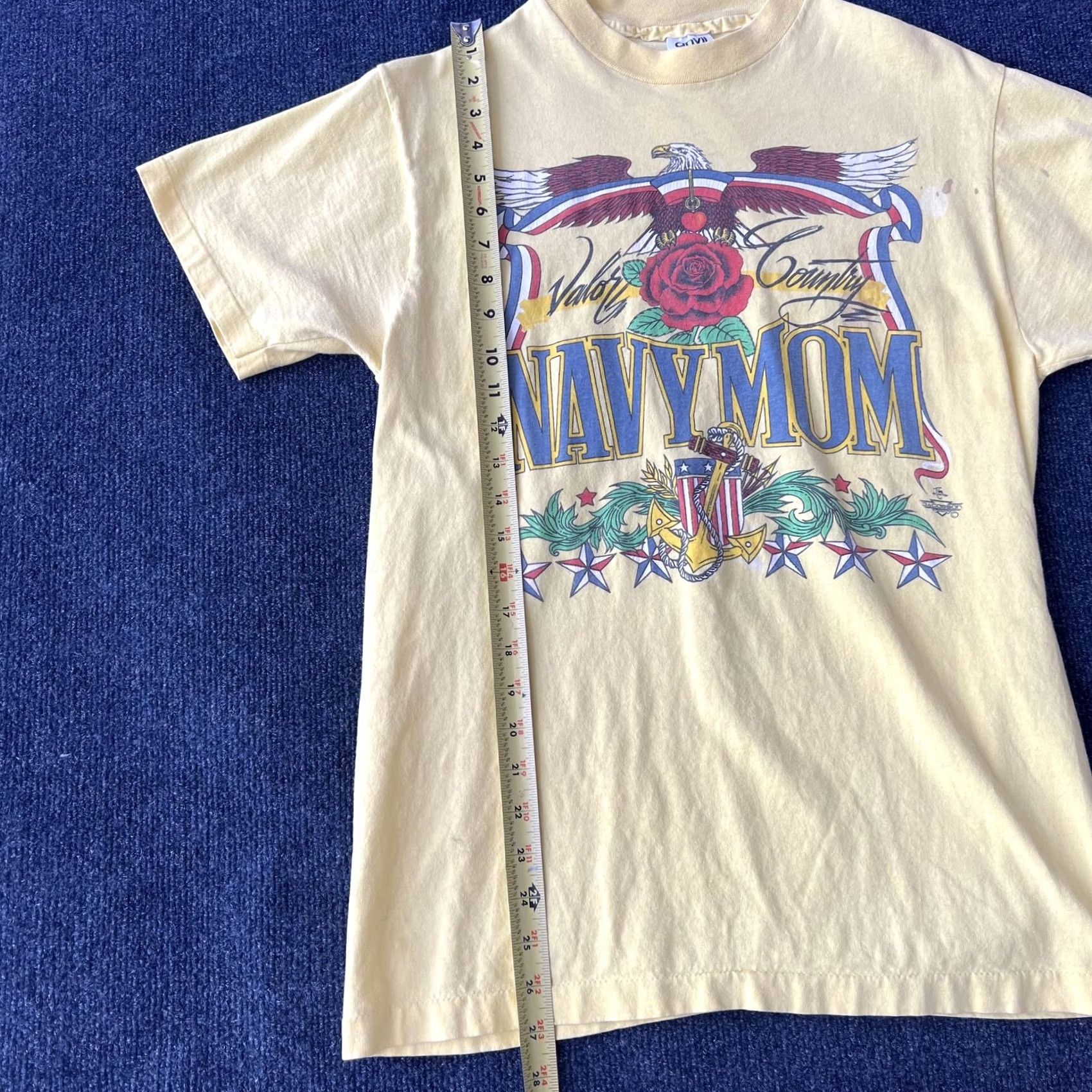 Anvil VINTAGE Navy Mom Shirt Womens Large Yellow Bald Eagle Rose USA Military Patriotic 90s Mens Girls Boys Size L / US 10 / IT 46 - 6 Thumbnail