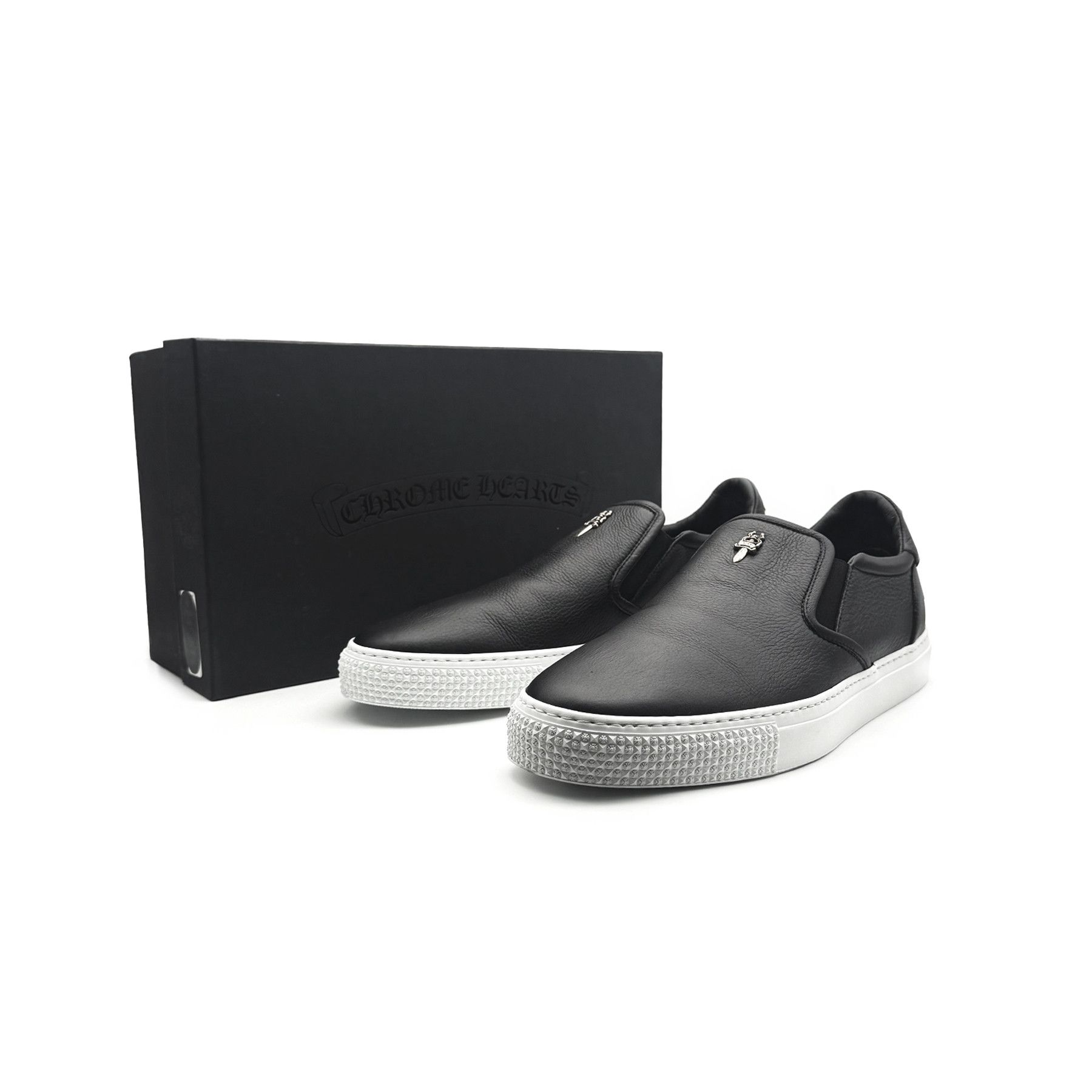 Chrome Hearts Chrome Hearts Silver Dagger Leather Slip-On Sneaker Size US 12 / EU 45 - 4 Thumbnail