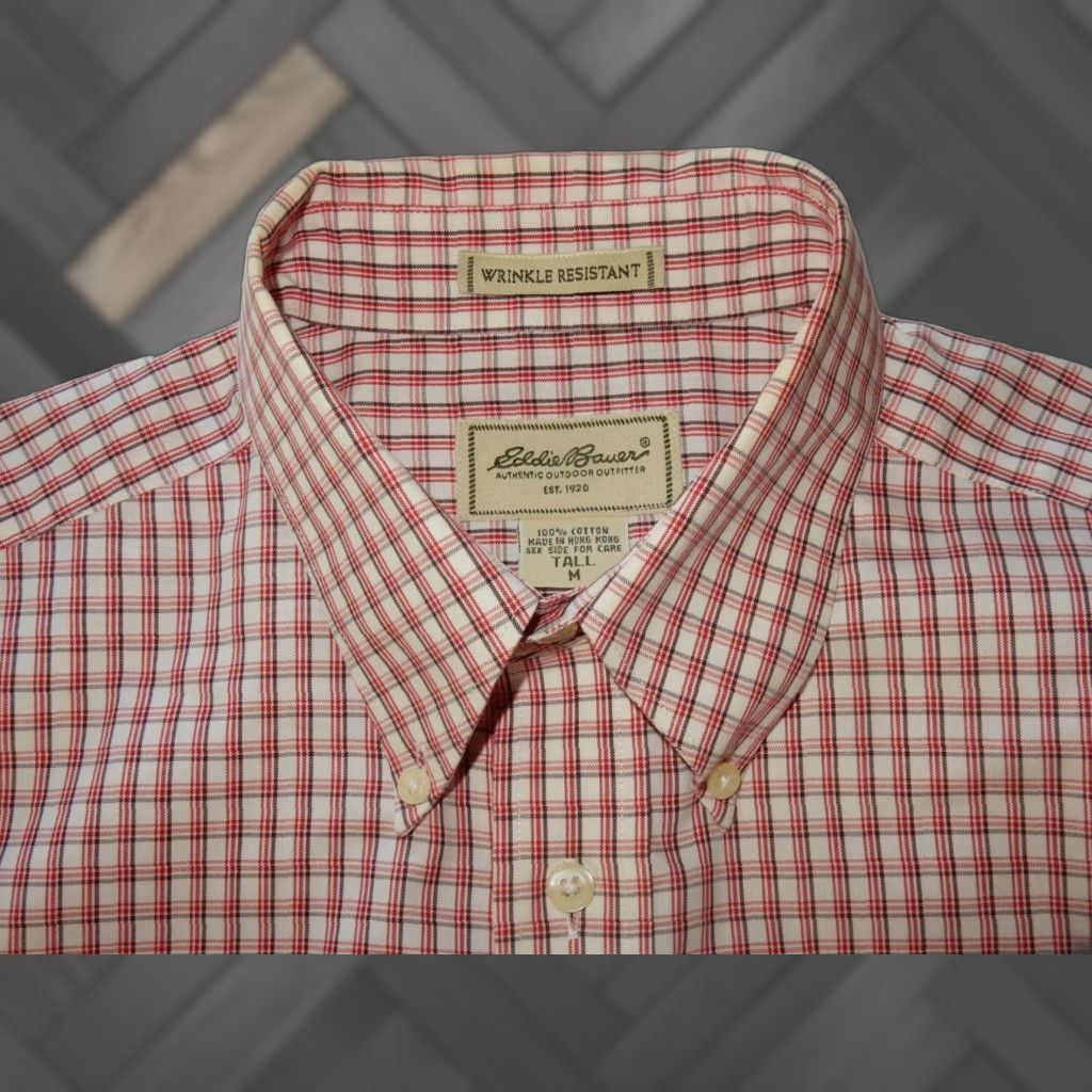 Eddie Bauer Eddie Bauer Plaid Long Sleeve Button-Up Shirt Men's Medium Tall Red Cotton Size US M / EU 48-50 / 2 - 1 Thumbnail