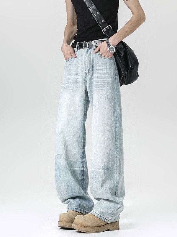 Japanese Brand Retro straight tube loose wide leg tie dye jeans Size US 30 / EU 46 - 4 Thumbnail