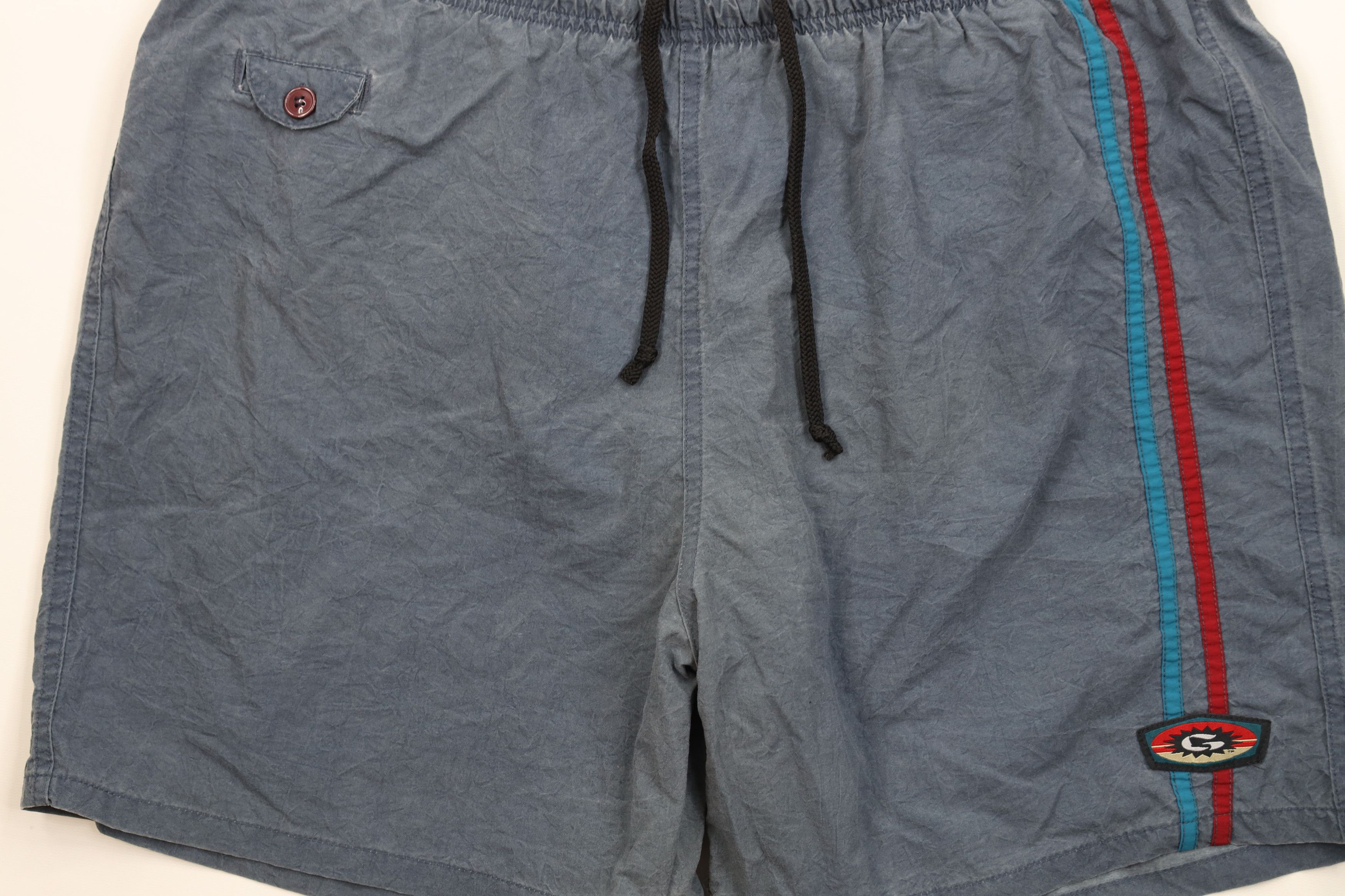 Gotcha Vintage 90s Gotcha Surfing Spell Striped Lined Shorts Trunks Size US 34 / EU 50 - 3 Thumbnail