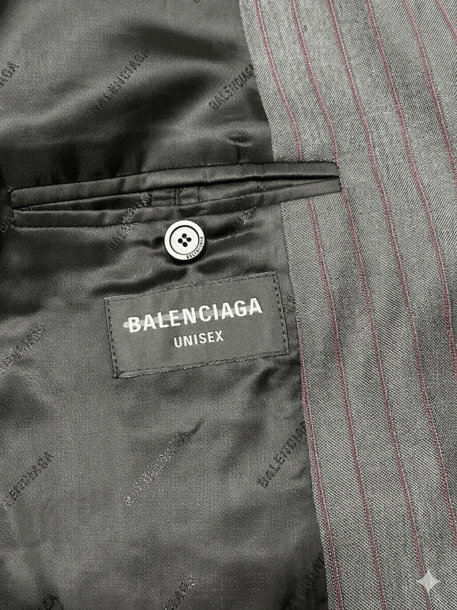 Balenciaga Balenciaga Oversized Distressed Pinstriped Wool Blazer Size 50S - 4 Thumbnail