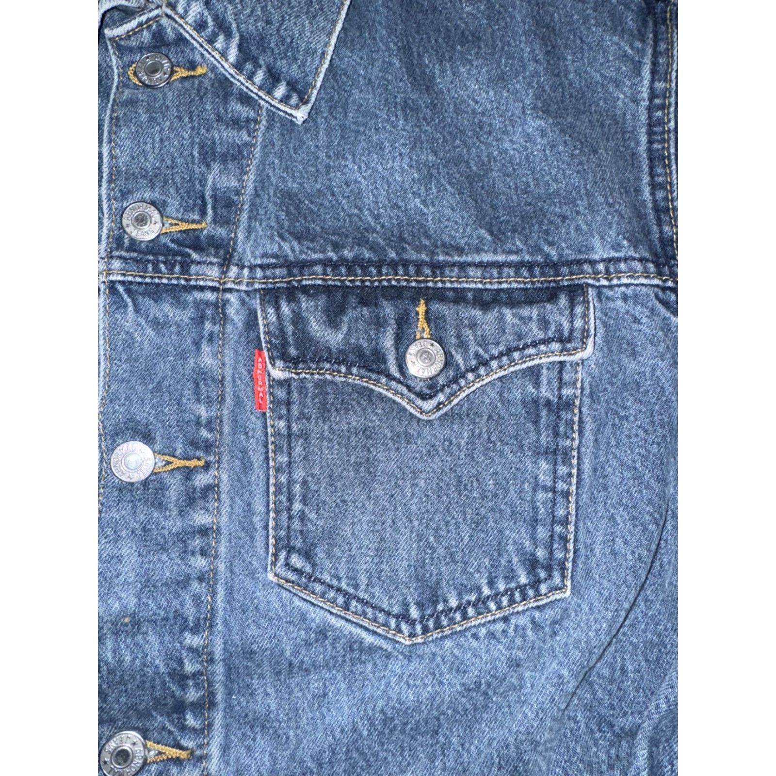 Vintage Abnormal Original Jean Jacket Blue Large Mens Jacket Denim Trucker - 20x25 Size US 33 - 3 Thumbnail