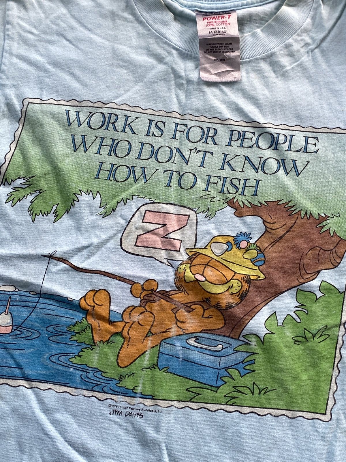 Vintage 🔥Single Stitch🔥Vintage Garfield Fishing 1978 T Shirt Size US S / EU 44-46 / 1 - 6 Thumbnail