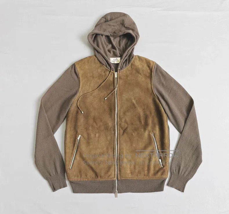 Hermes Hermes Men's leather jacket with knit part 100% cashmere Size US L / EU 52-54 / 3 - 1 Thumbnail