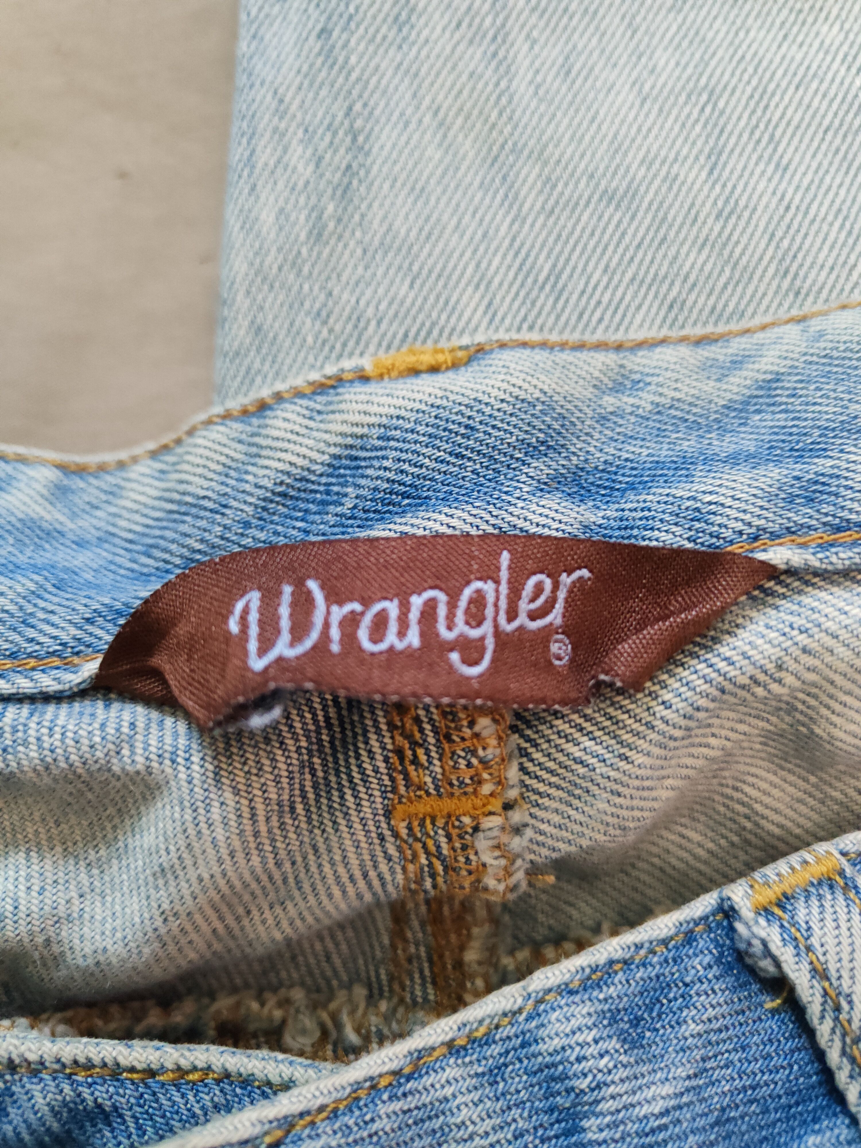 Japanese Brand Wrangler Blue Faded Distressed Bootcut Jeans #S2017 Size 29" - 17 Thumbnail