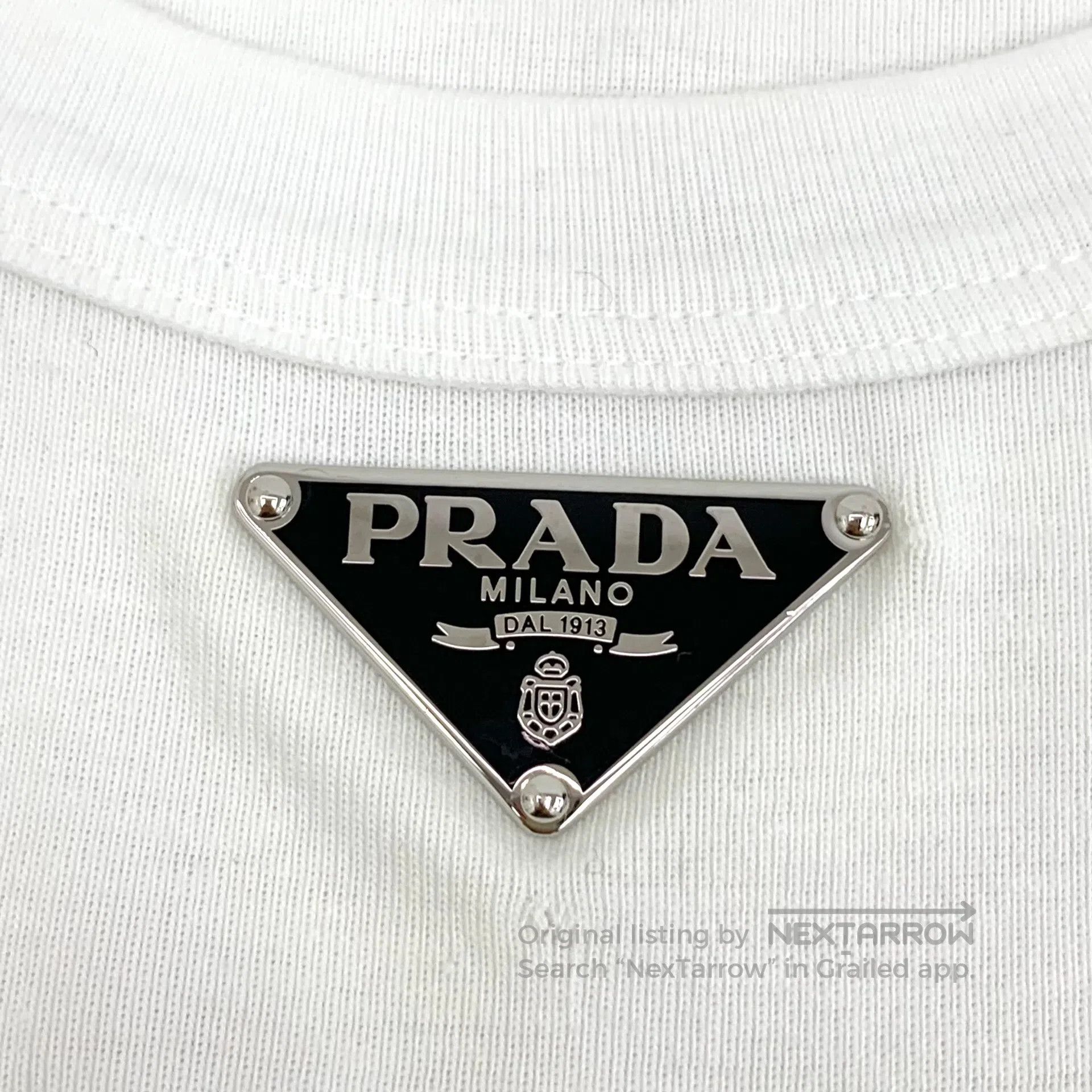 Prada Prada White Triangle Logo Cotton Round Neck Sleeveless Ves Size M / US 6-8 / IT 42-44 - 5 Thumbnail