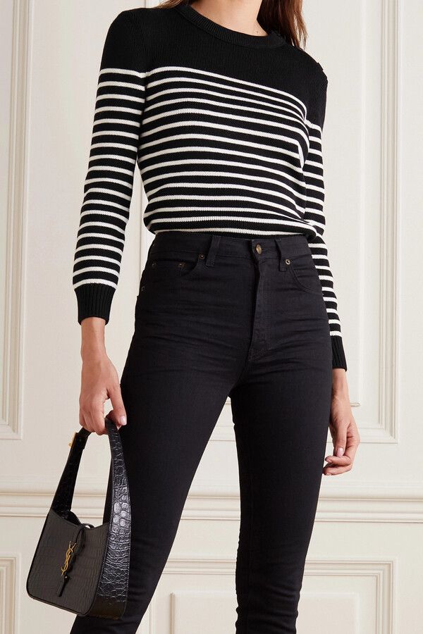Saint Laurent Paris o1mle0524 Embellished Sweater in Black/White Size S / US 4 / IT 40 - 3 Thumbnail