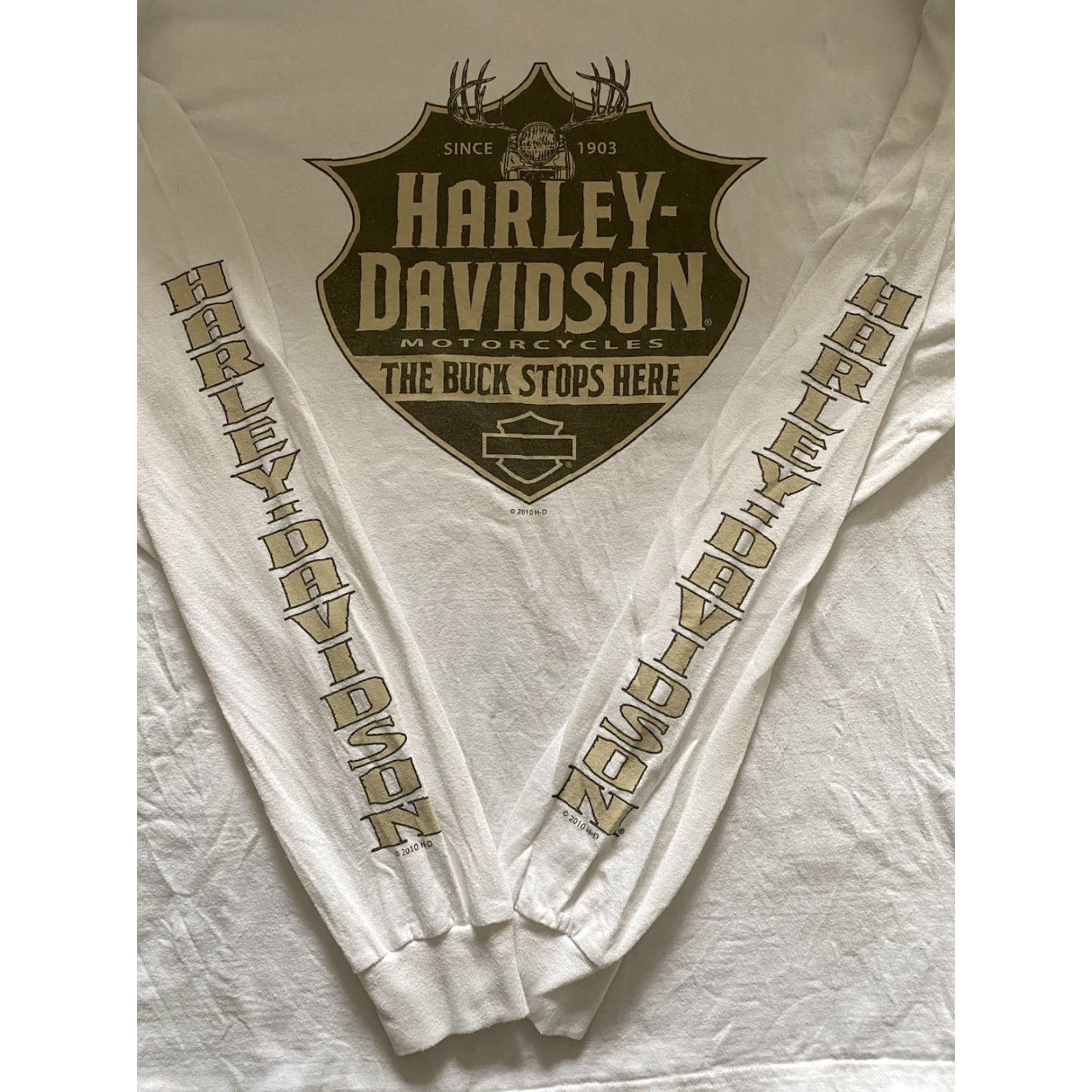 Harley Davidson VINTAGE Harley-Davidson Long Sleeve Shirt Mens XL Alaska Soldotna Kenai Peninsula White Biker Motorcycle 2010 Shirts Mens XL Size US XL / EU 56 / 4 - 2 Thumbnail