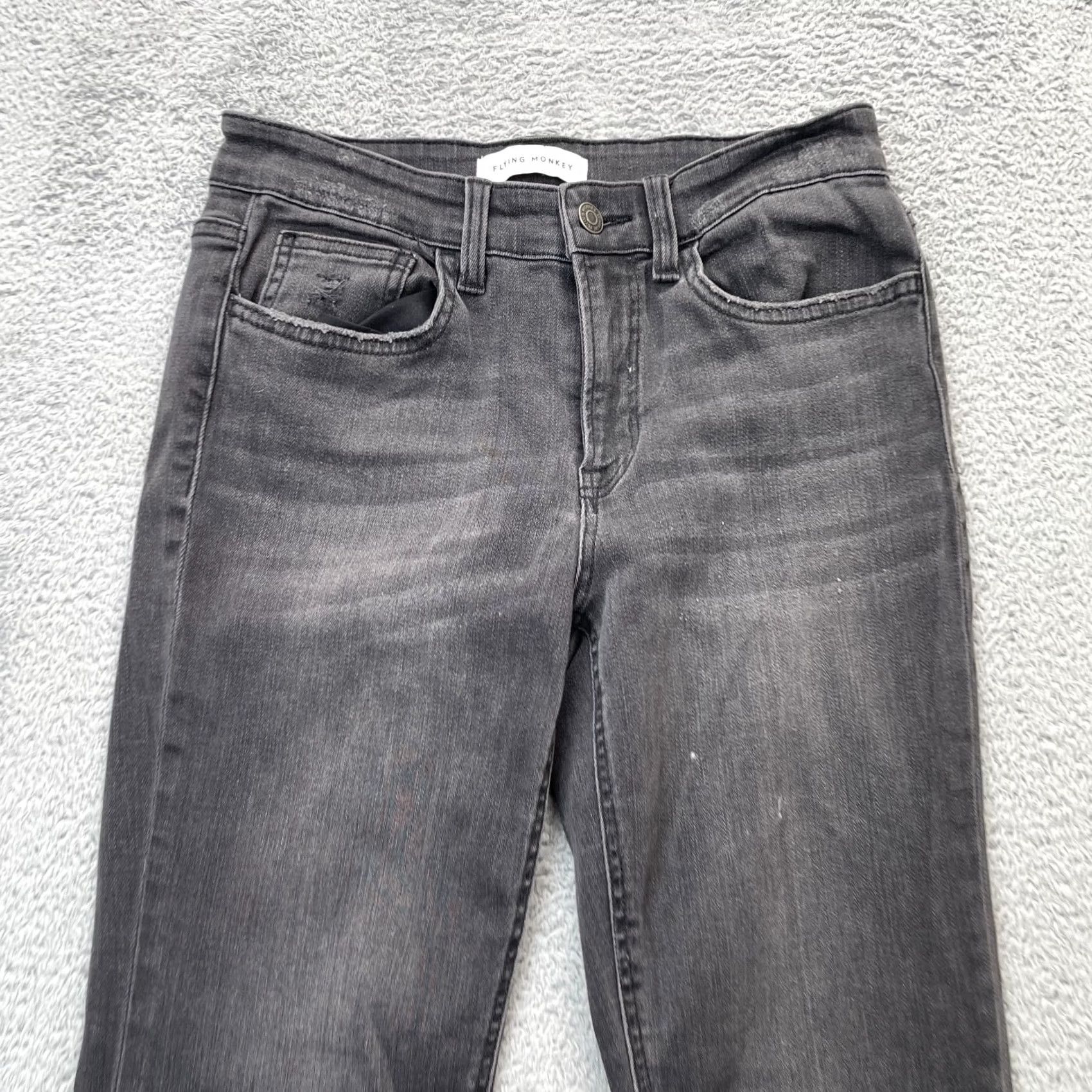 Vintage Flying Monkey Jeans Womens 28x25 Gray Straight Leg Logo Stretch Whiskered Denim Shirt? Size 28" / US 6 / IT 42 - 5 Thumbnail
