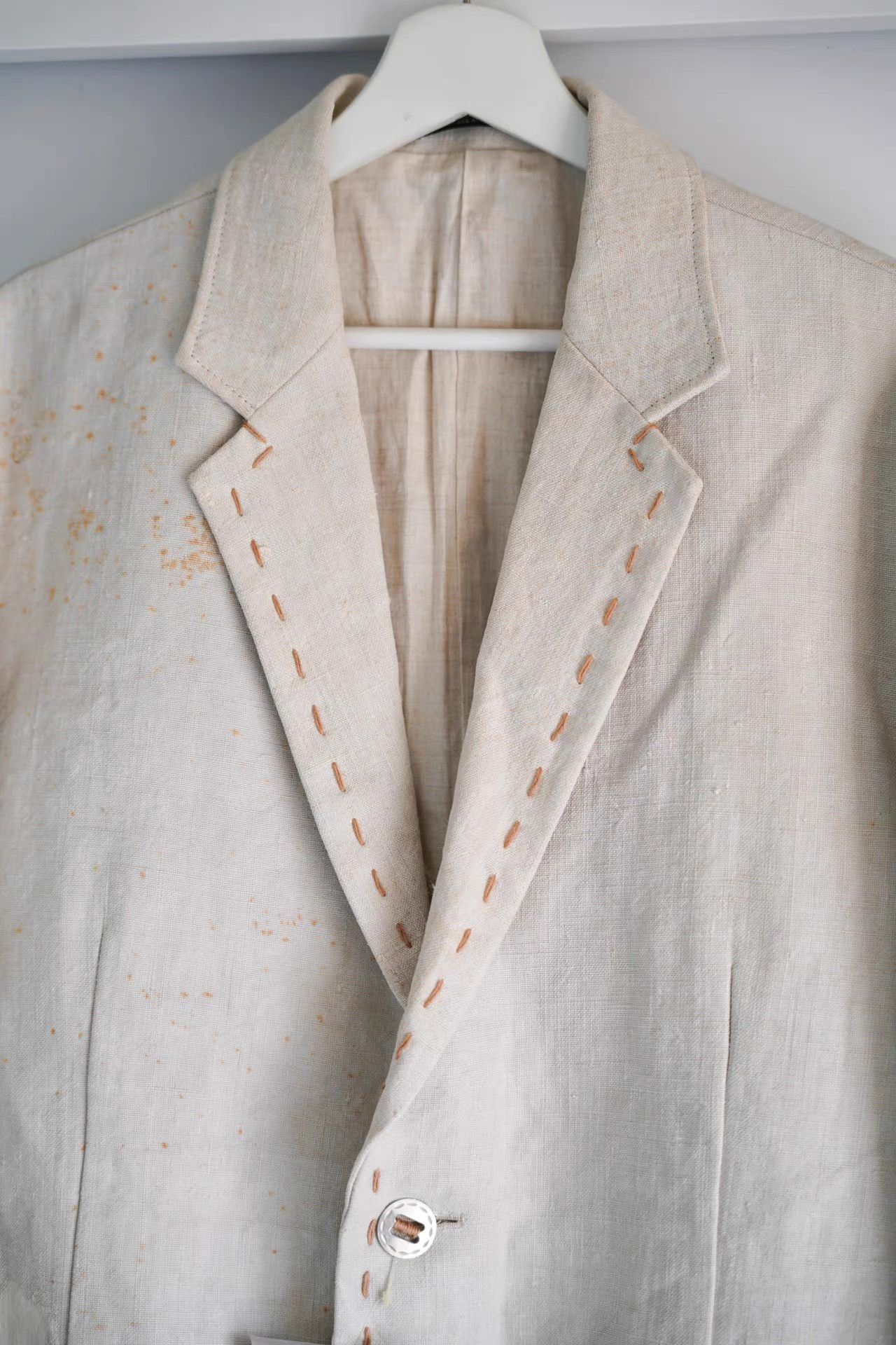 Yohji Yamamoto Yohji Yamamoto 05aw Silver Button Stitching Burlap Blazer K4 Size US M / EU 48-50 / 2 - 4 Thumbnail