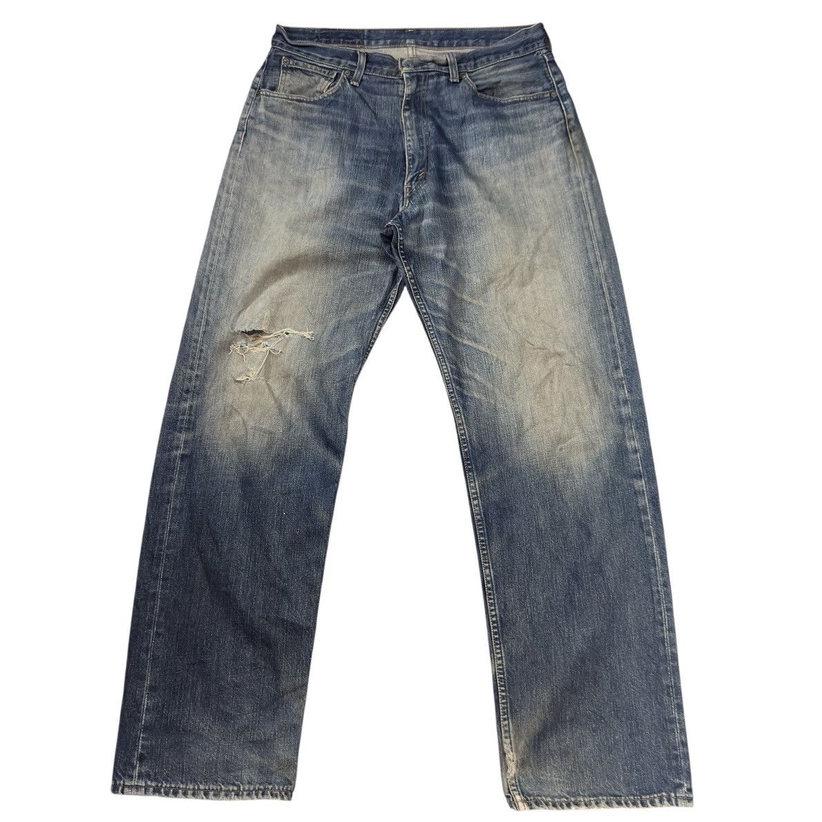 Fashion Victim Archives Baggy Vintage y2k Levis 504 Distressed Dirty Wash Size US 34 / EU 50 - 1 Thumbnail