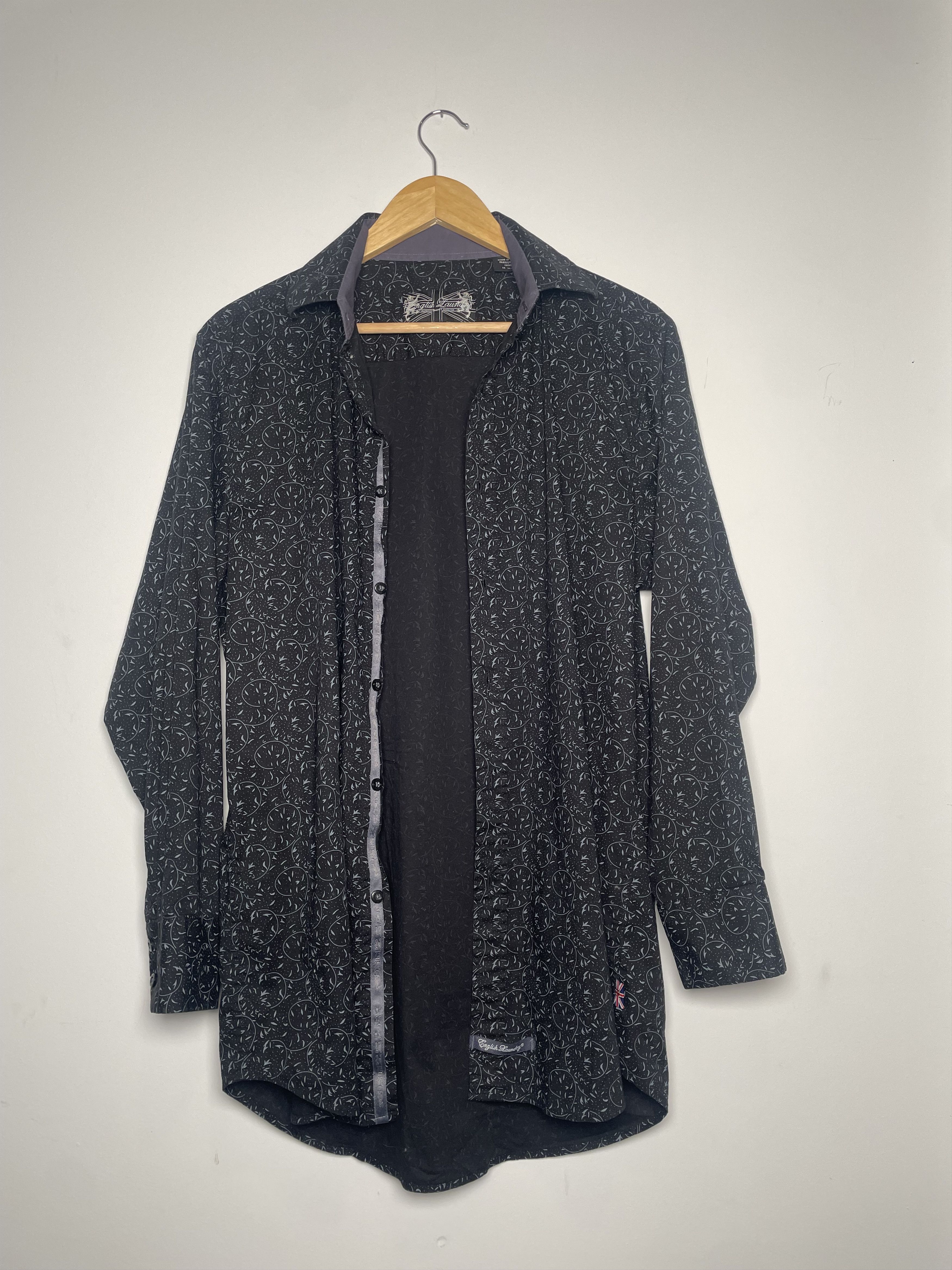English Laundry English Laundry Black Print Stretch Shirt 16 32/33 Size US L / EU 52-54 / 3 - 3 Thumbnail