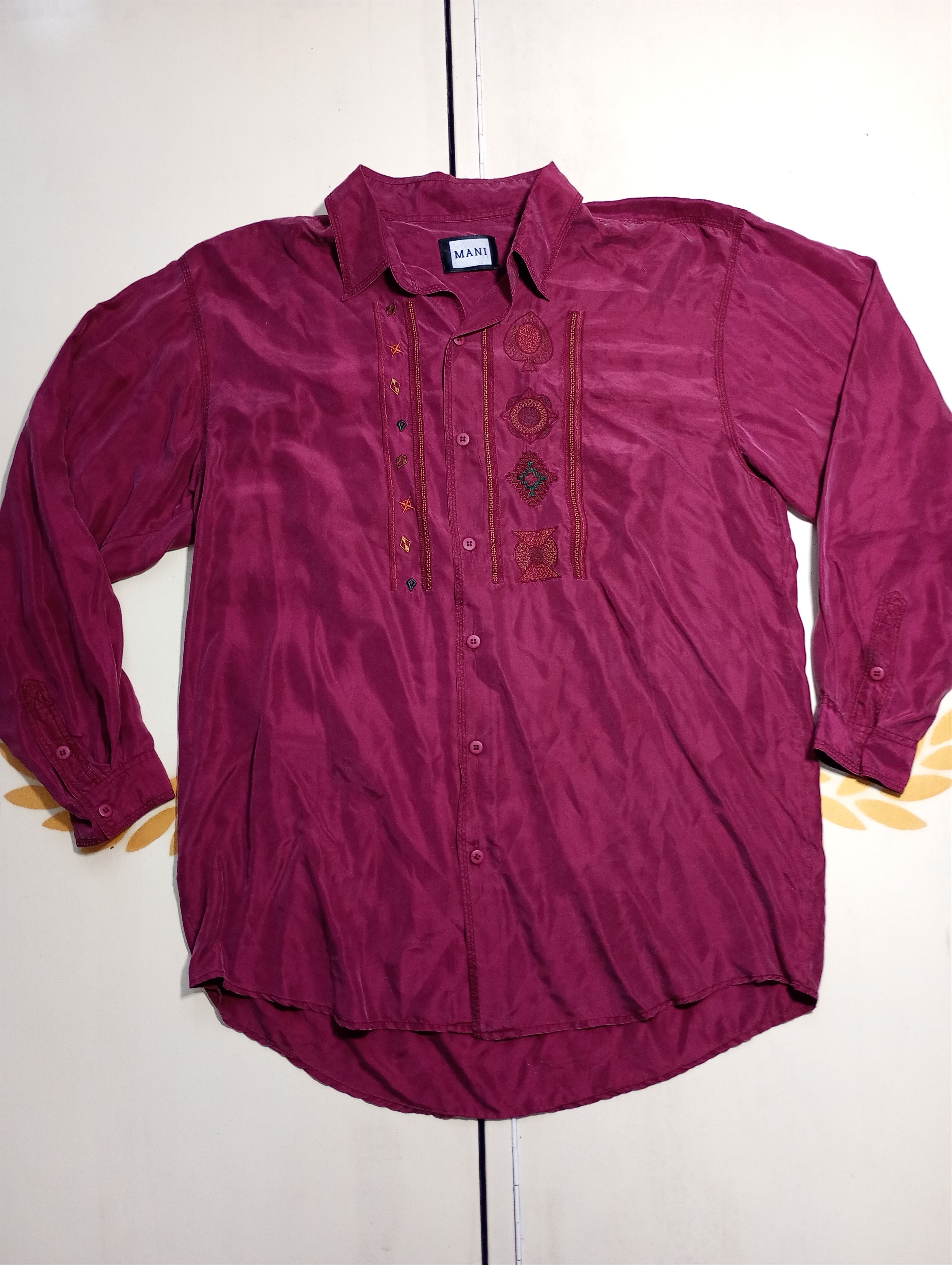 Vintage Mani 100% Silk Shirt Vintage 90's Size US XL / EU 56 / 4 - 3 Thumbnail