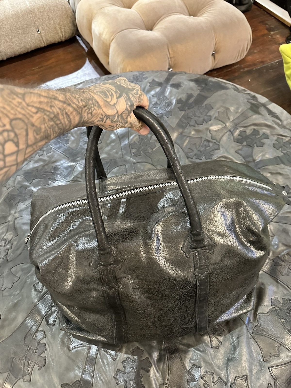 Chrome Hearts CHROME HEARTS HUGE LEATHER LUGGAGE DUFFLE BAG CROSS PATCH 4G Size ONE SIZE - 15 Thumbnail