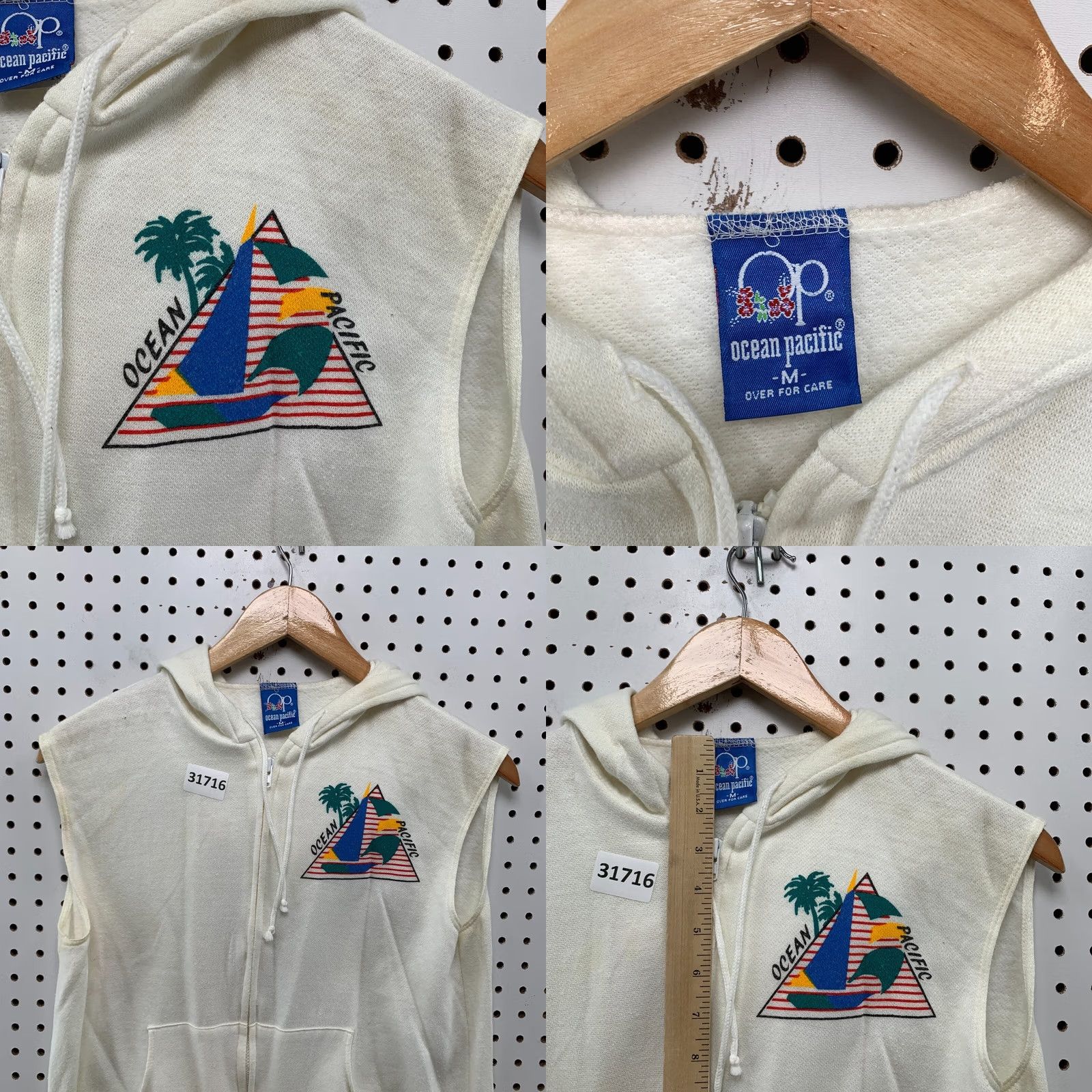Ocean Pacific VINTAGE Ocean Pacific Zip Hoodie Beige XS Adult Mens Surf Made USA 19x22 Size US XS / EU 42 / 0 - 8 Thumbnail